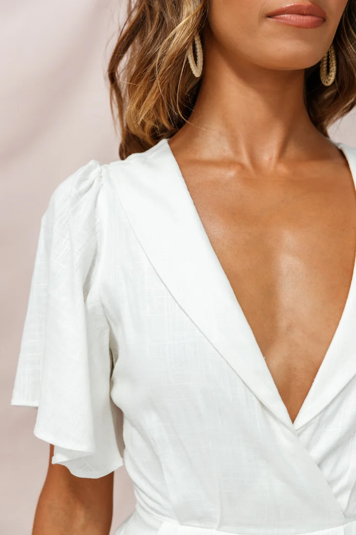 Dana Straight Leg Collared Neck Jumpsuit White