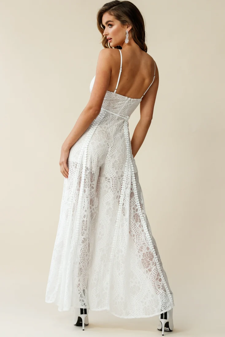 Palm Springs Lace Jumpsuit White