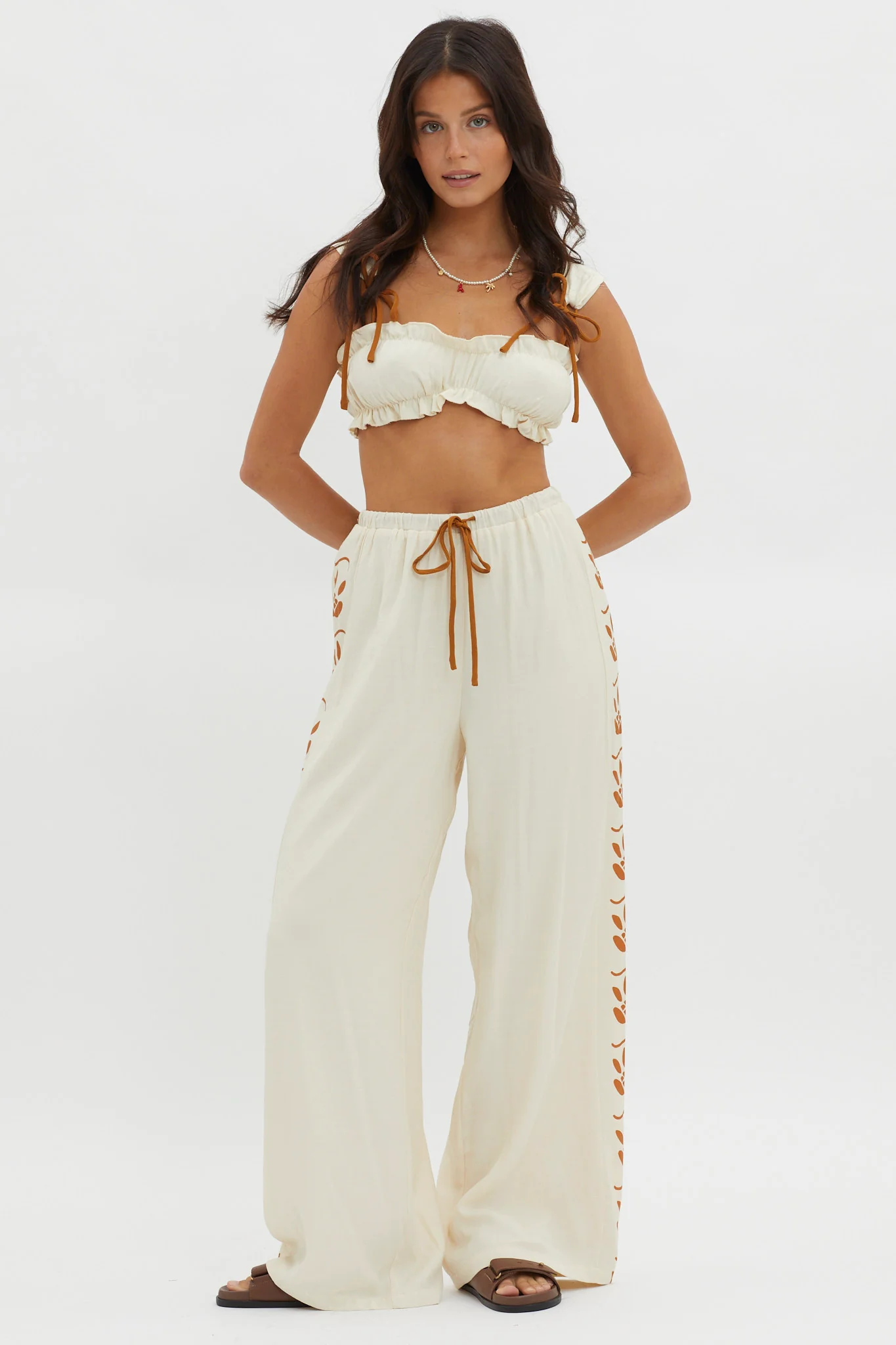 Maghan Side Print Long Pants Beige