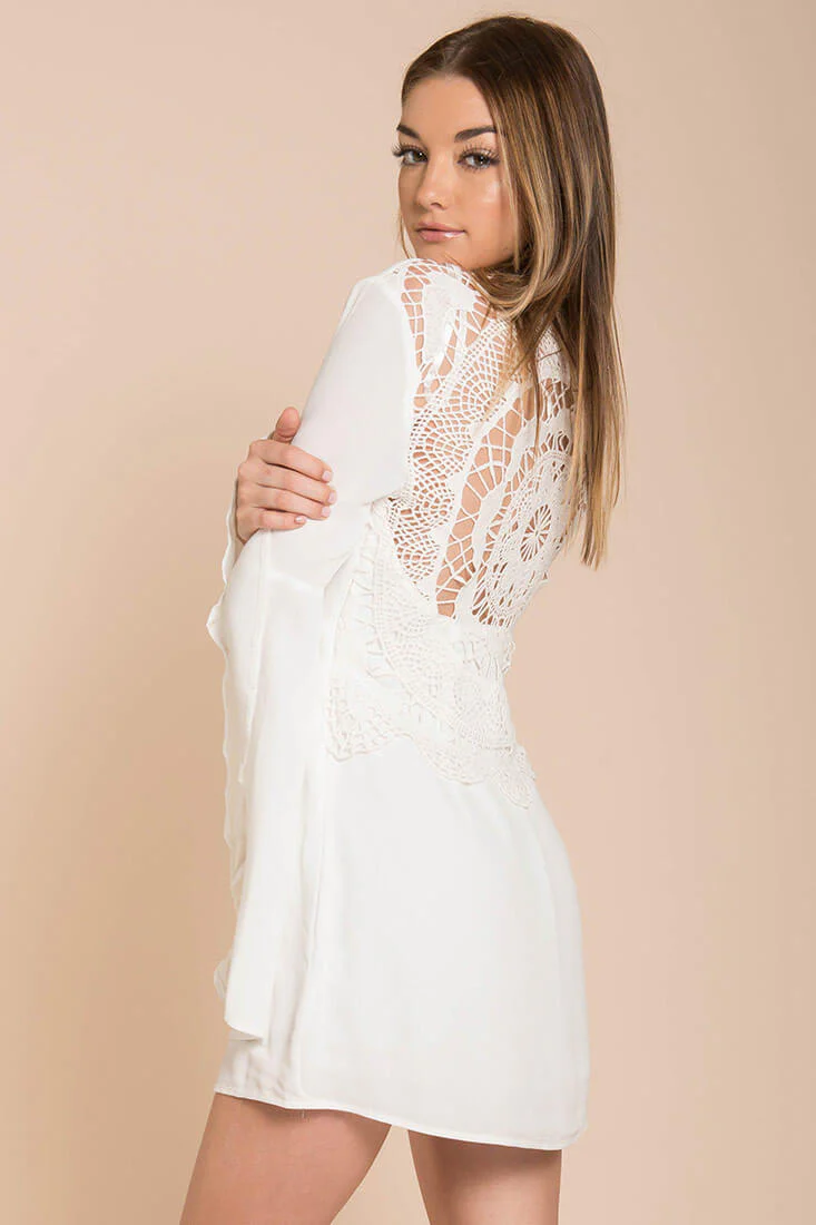 Carmen Bell Sleeve Dress White