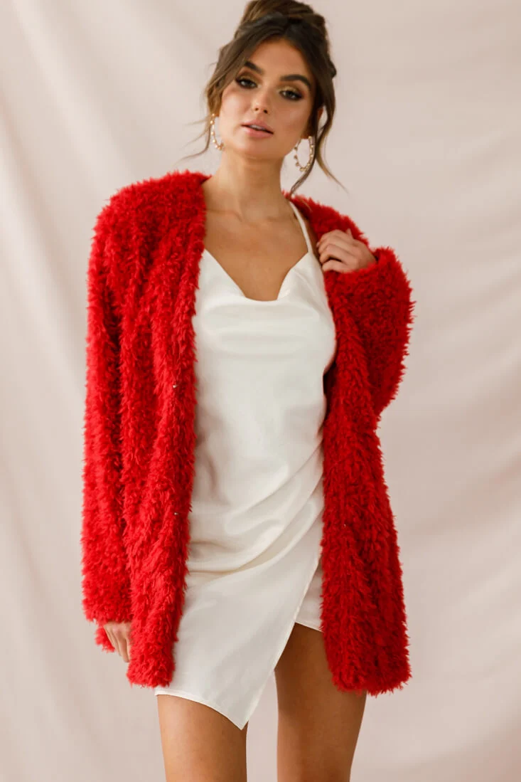 Ronan Fluffy Coat Red
