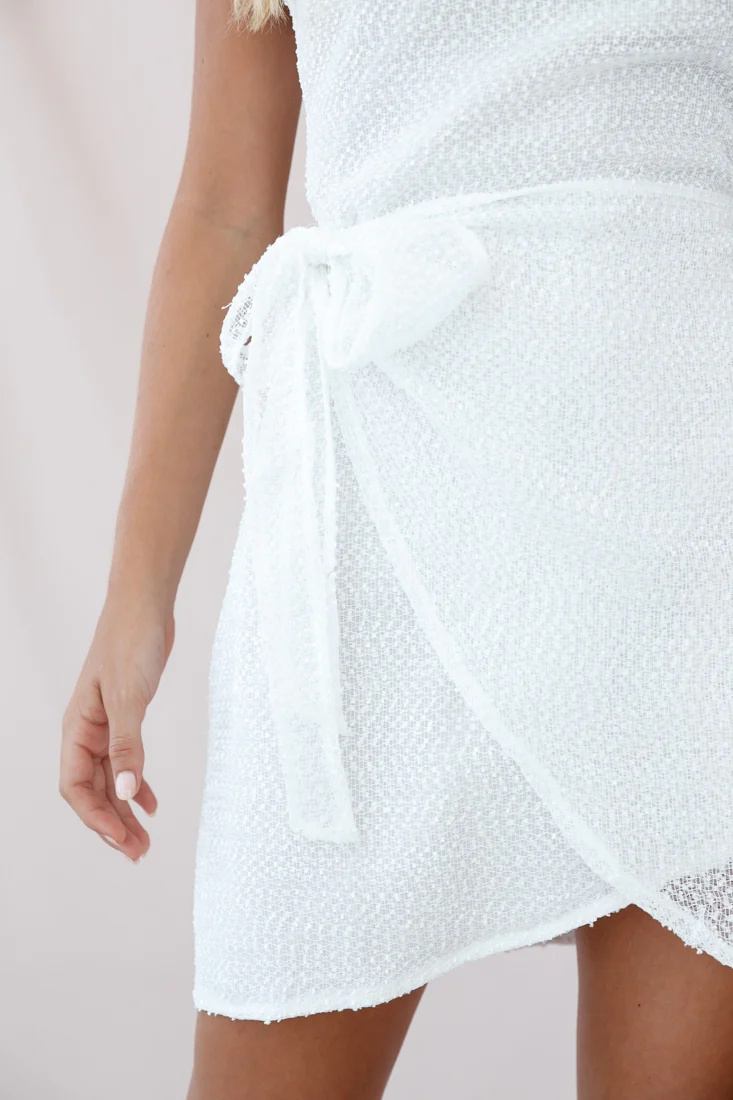 Blossom Back-Knot Wrap Dress White