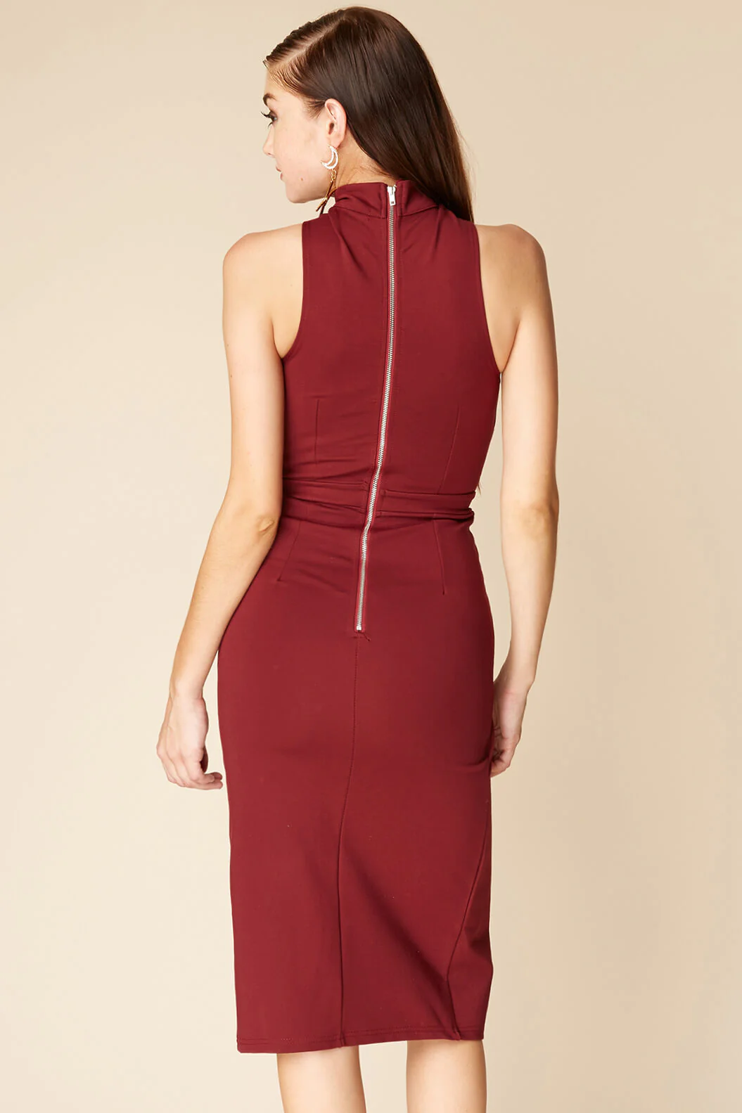 Kennedy Halter Top Midi Dress Berry