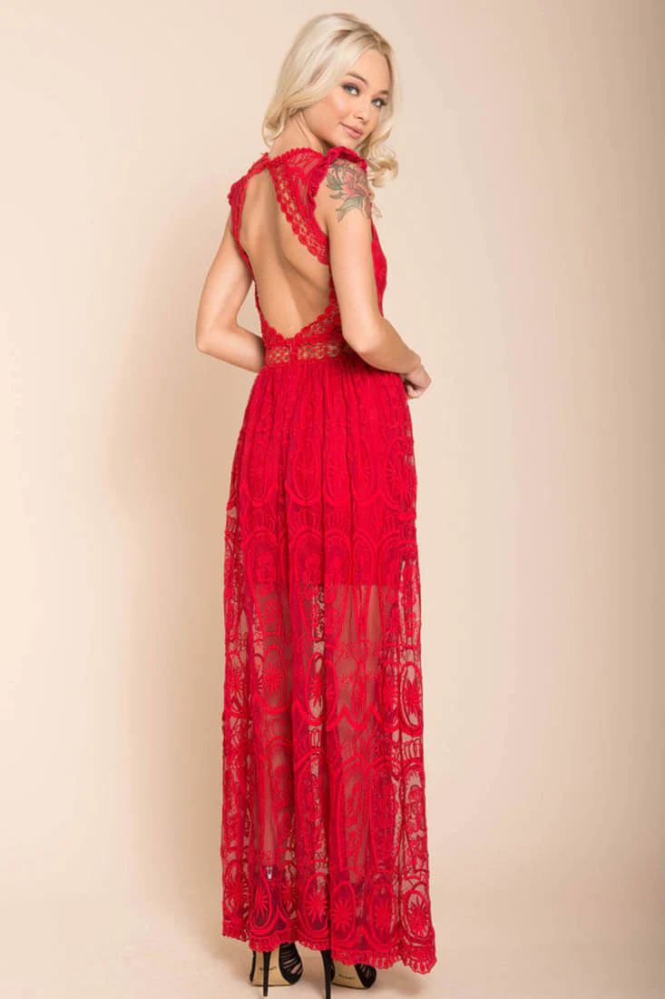 London Bohemian Glamour Maxi Dress Red