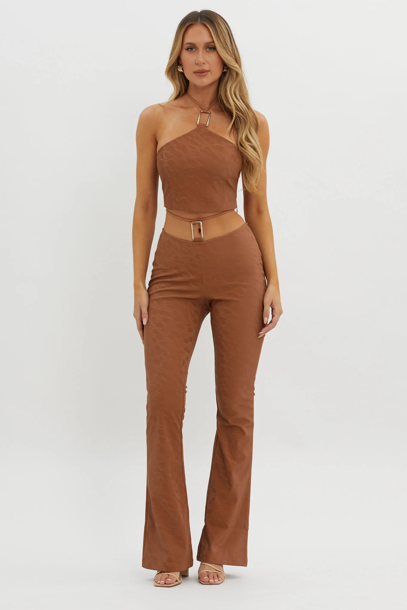 She's A Gemini Halter Crop Top Mud