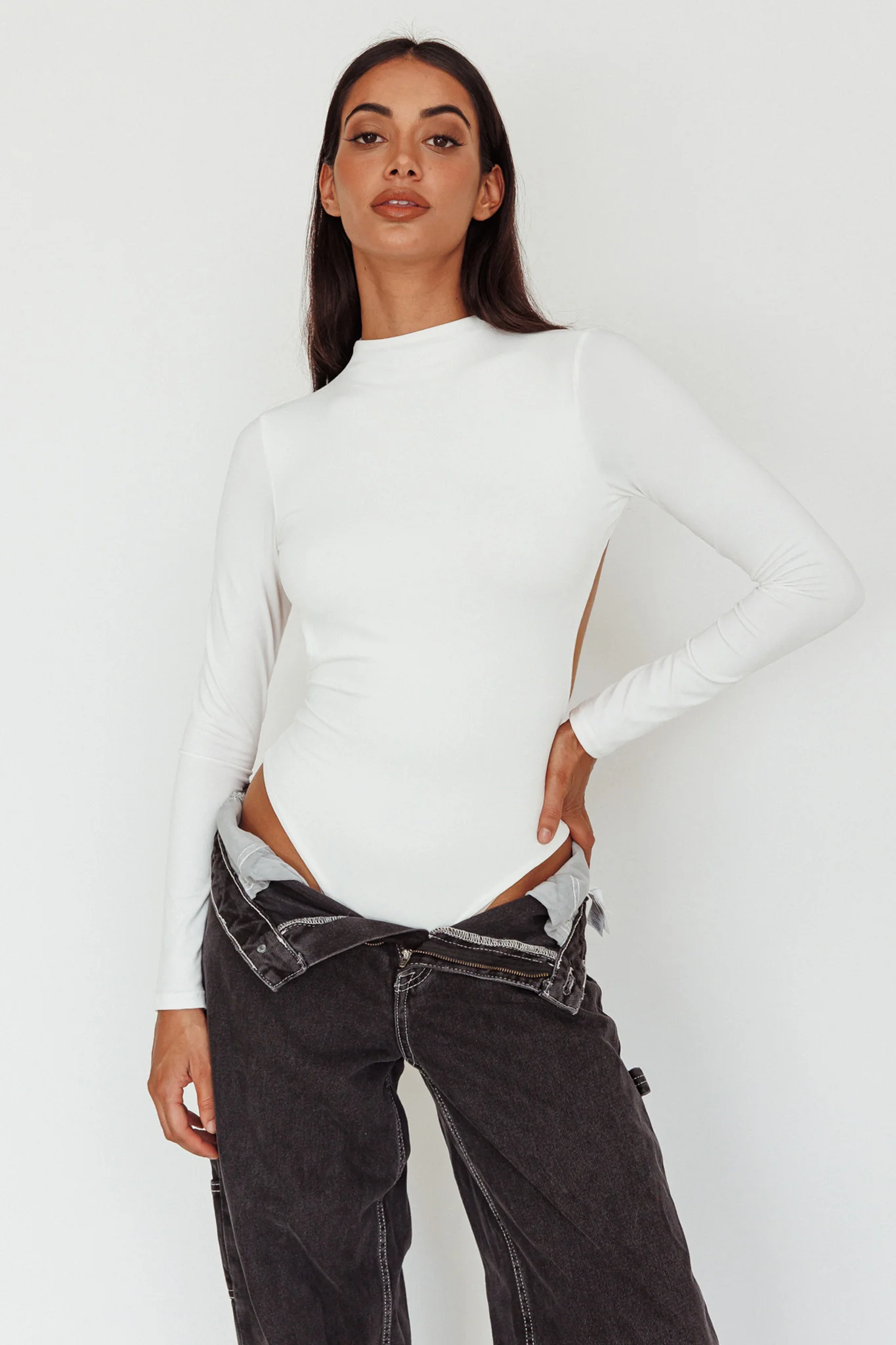 Remy Open Back Bodysuit Off White