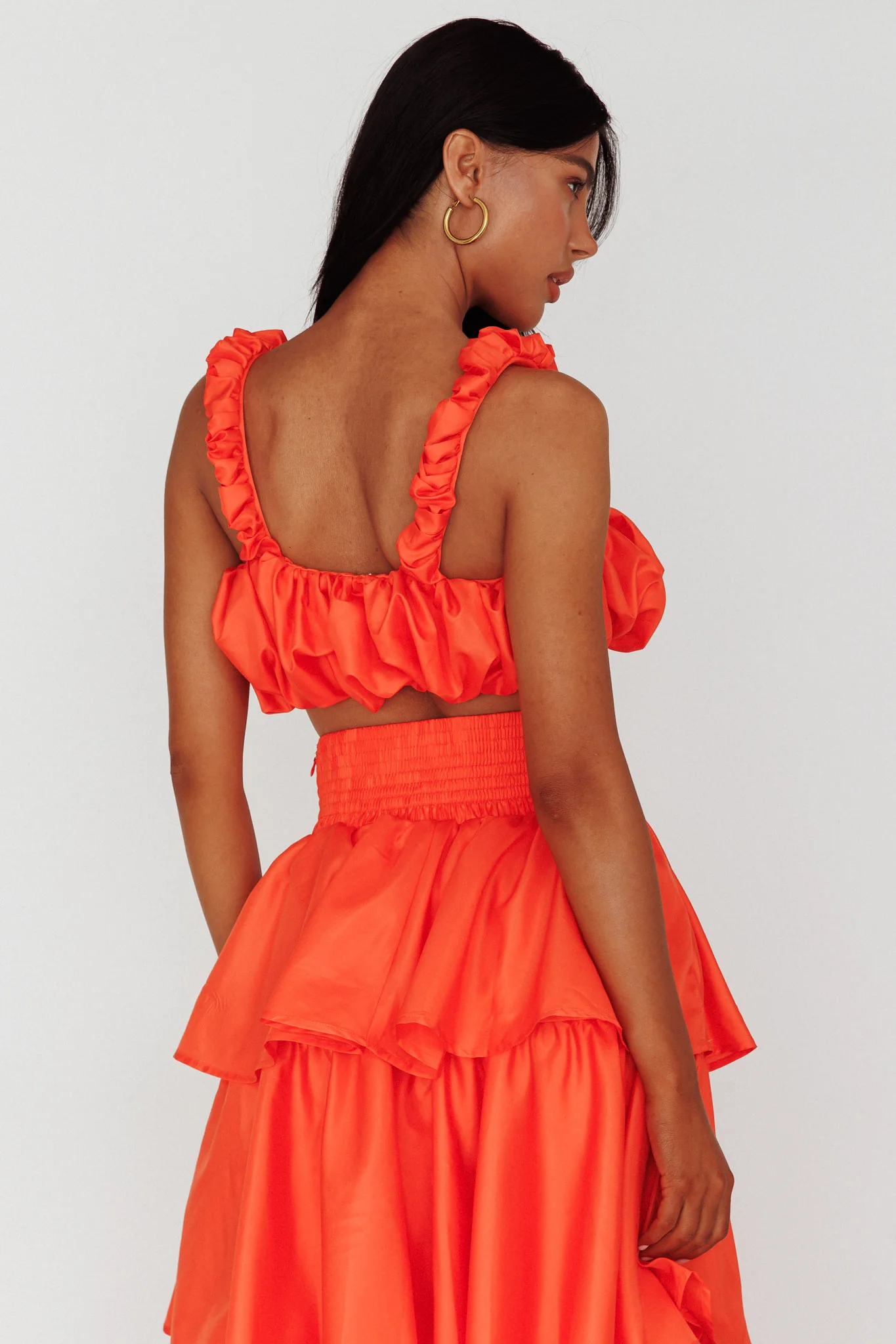Sozo Bubble Crop Top Orange