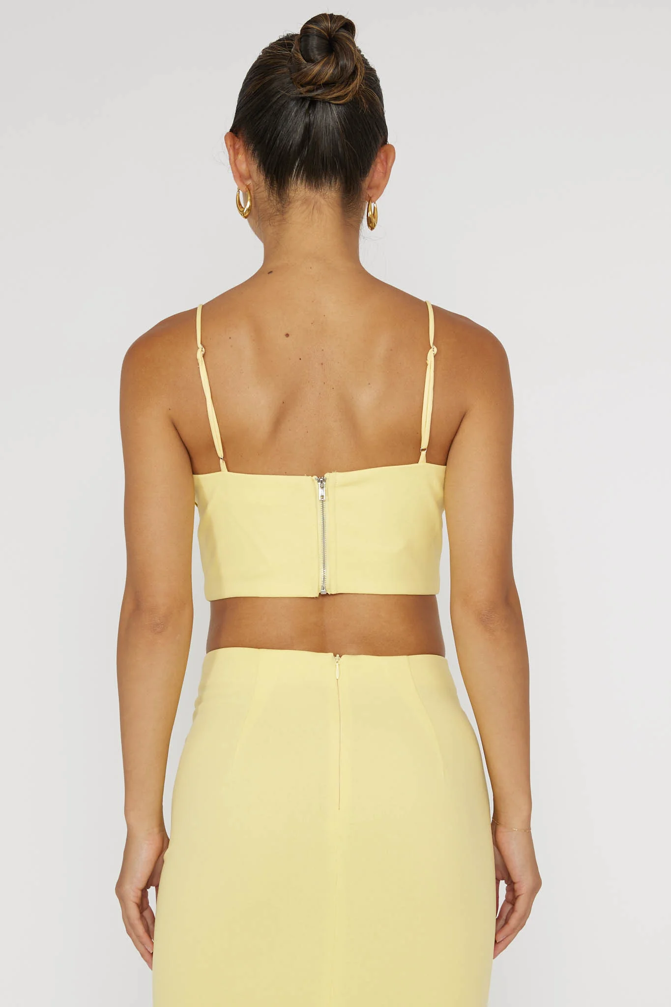Ferrera Piping Trim Crop Top Yellow