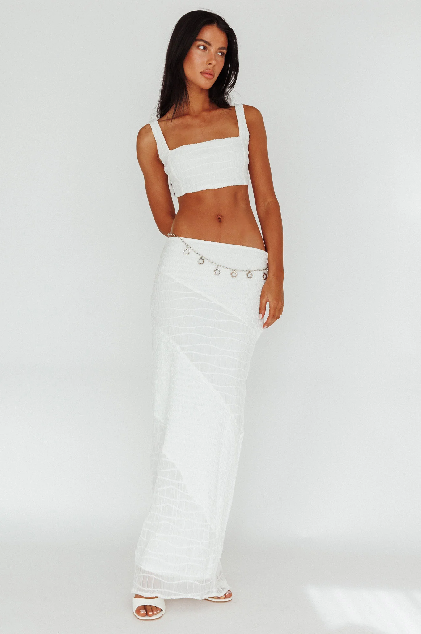 Bindi Puckered Crop Top White