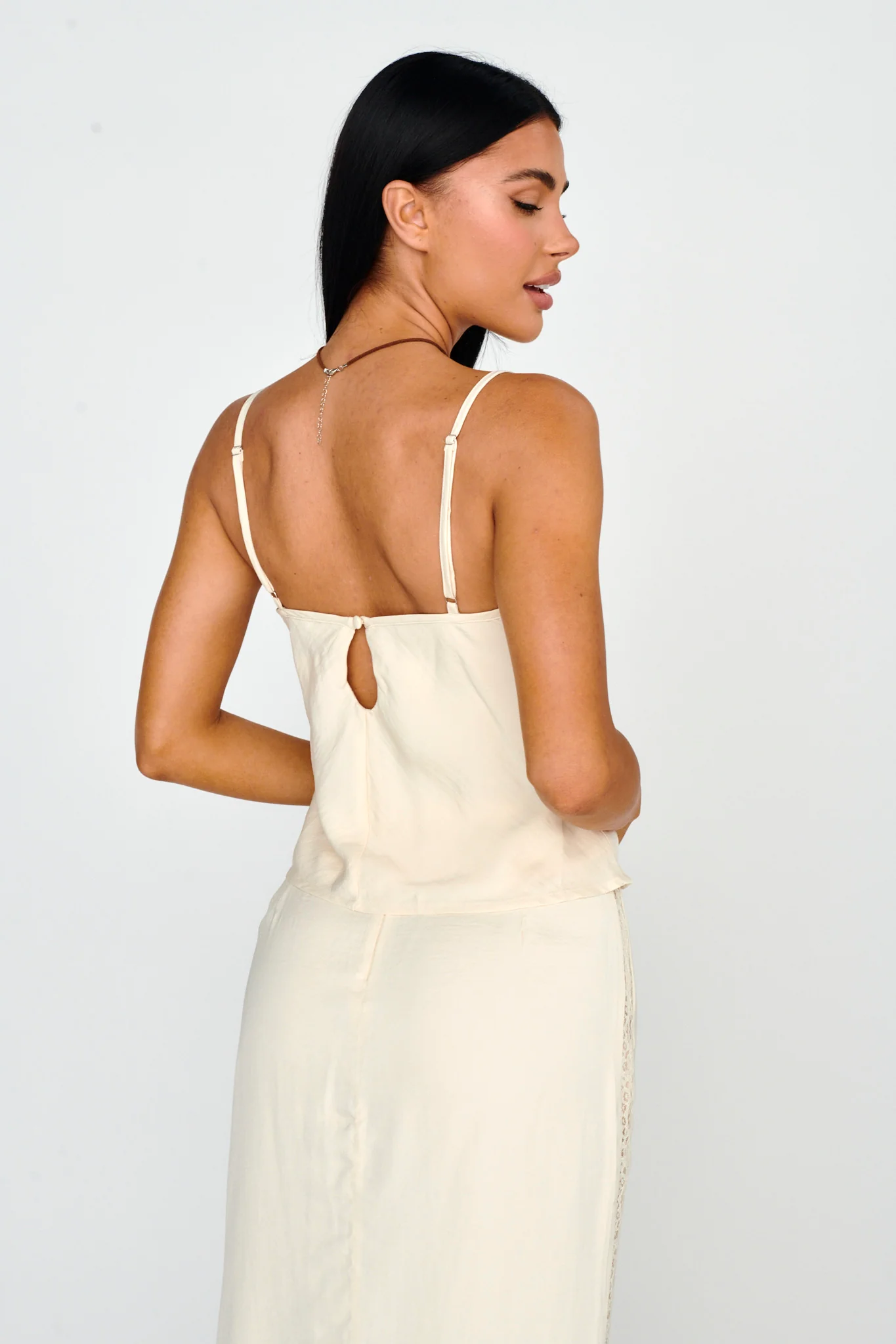 Pammy Lace Trim Top Oyster