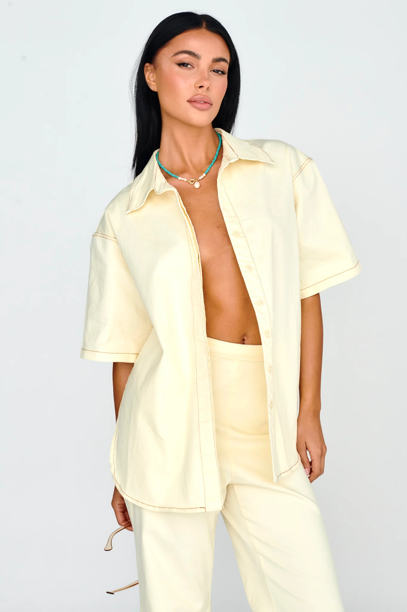 Light Aura Button Up Shirt Buttermilk