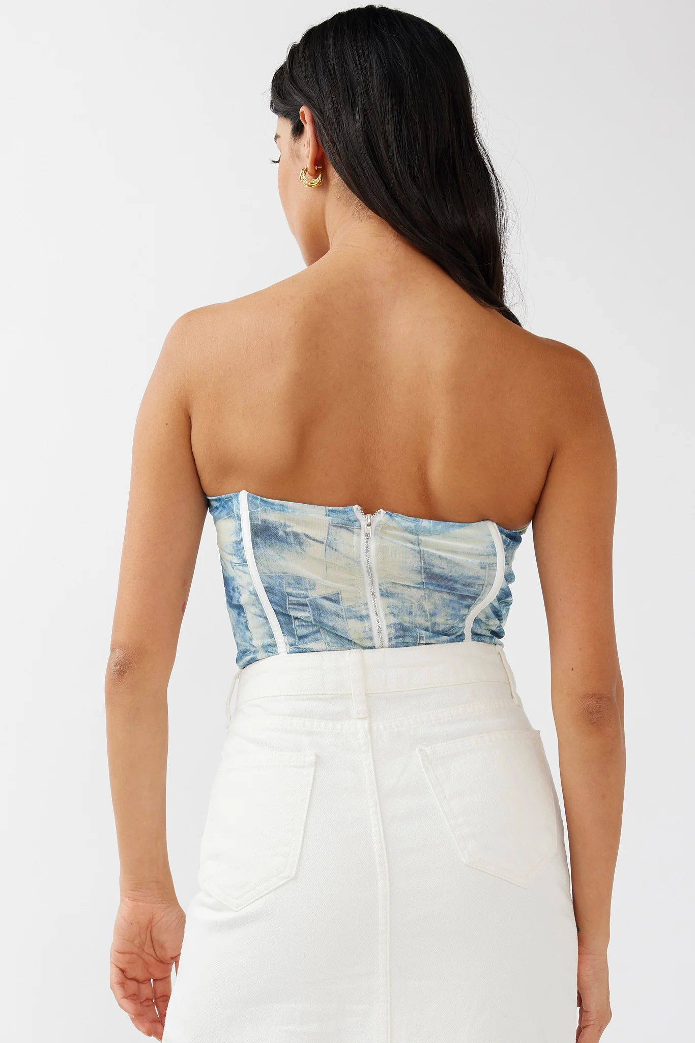 Glimmer Strapless Bustier Top Vintage Blue