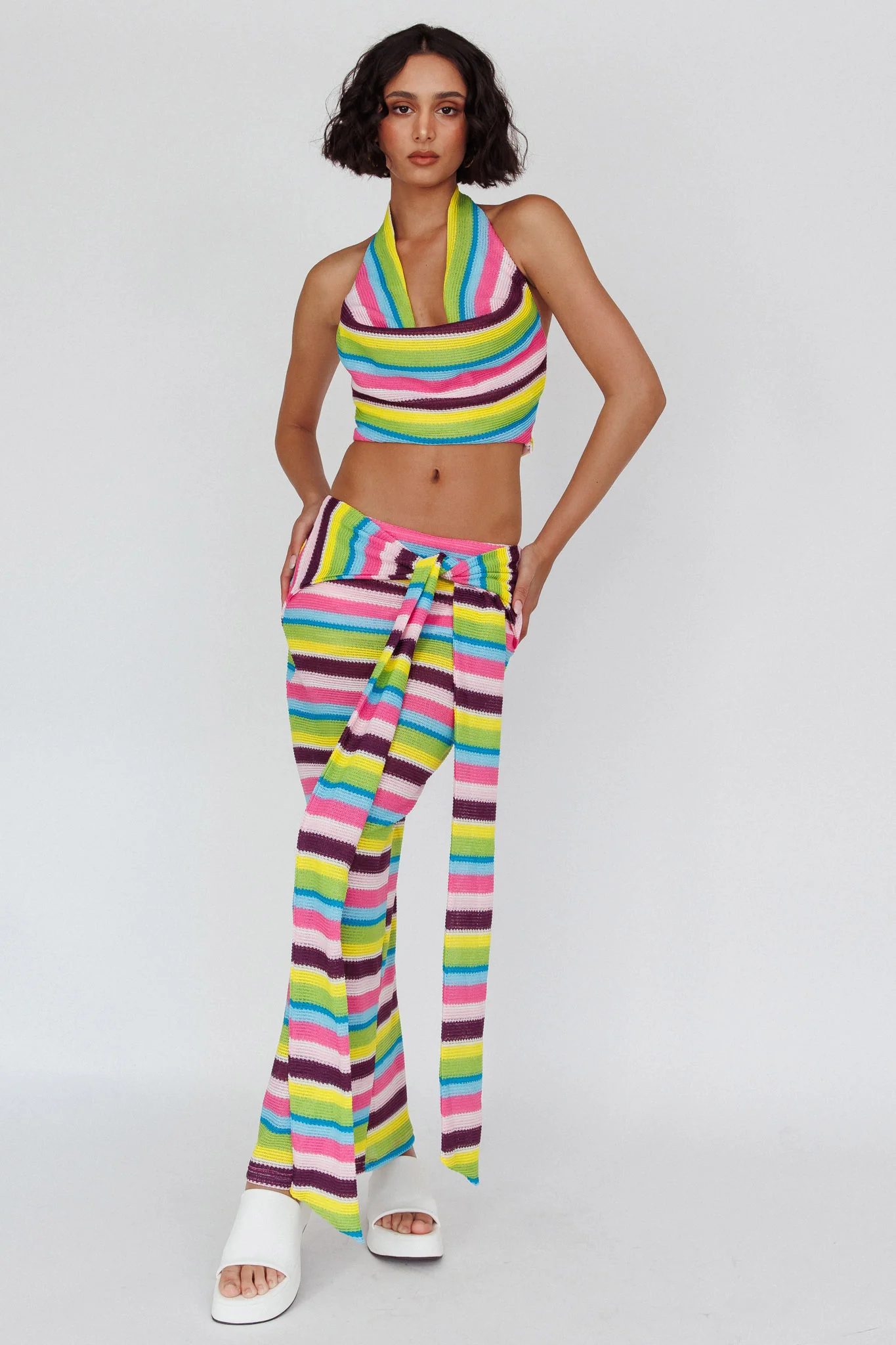 Sammi Halter Crop Top Blue Multi