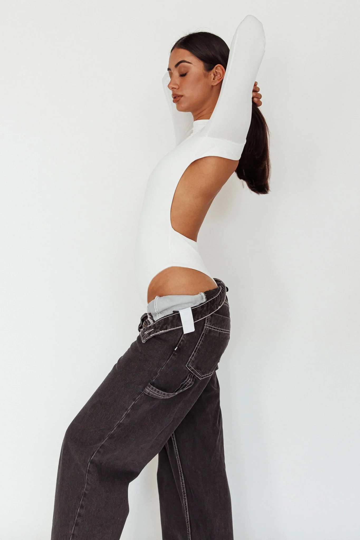 Remy Open Back Bodysuit Off White