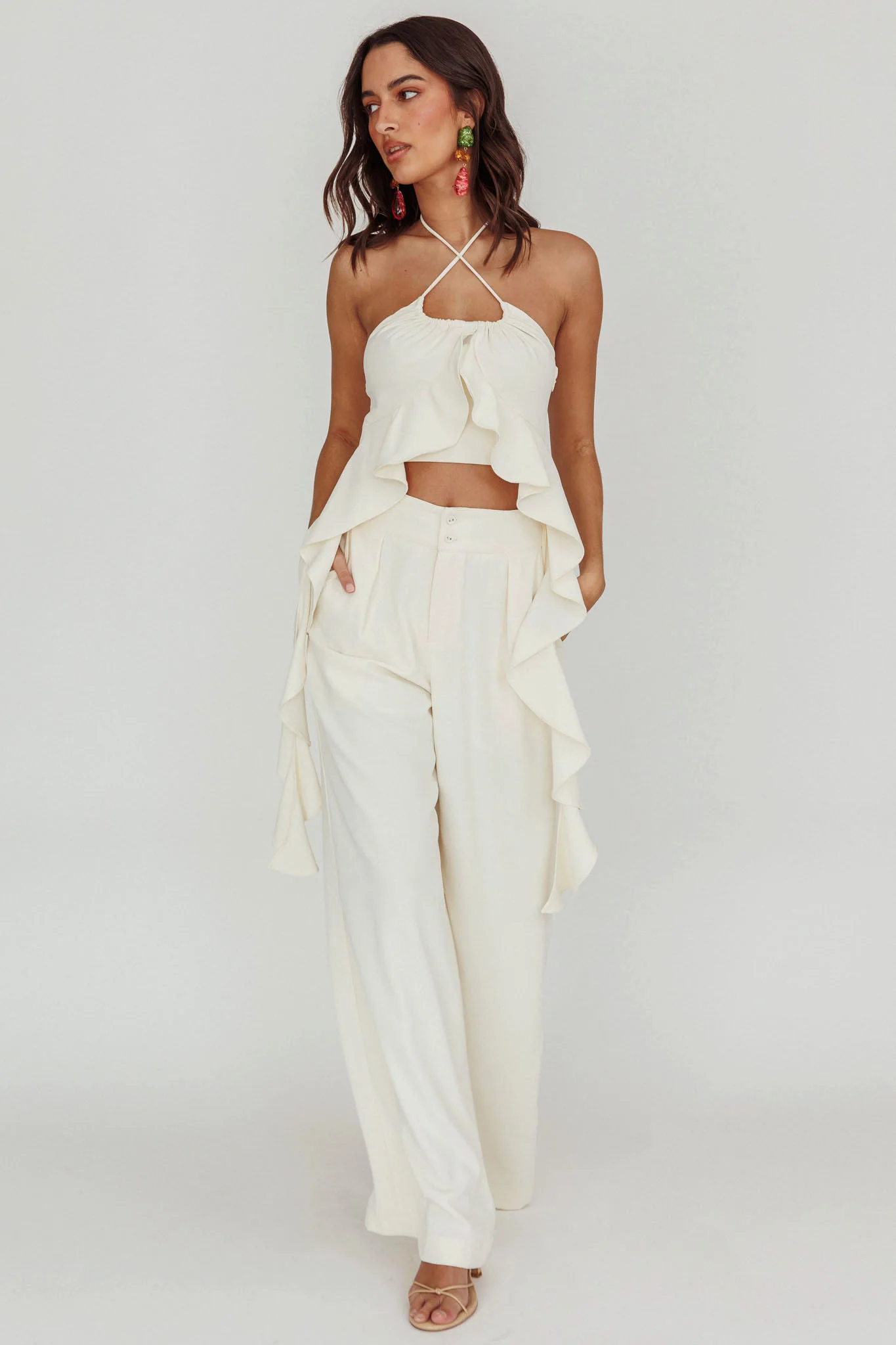 Songbird Halterneck Ruffle Cami Top