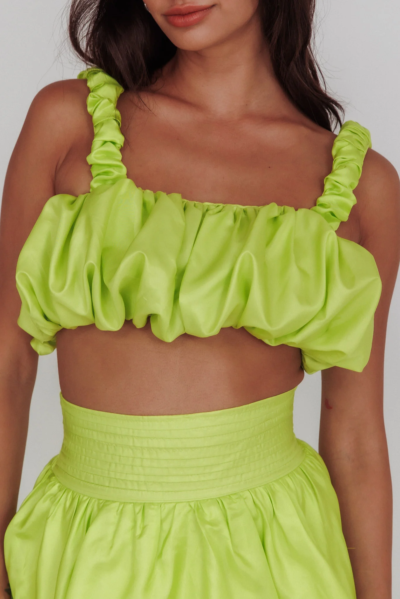 Sozo Bubble Crop Top Lime