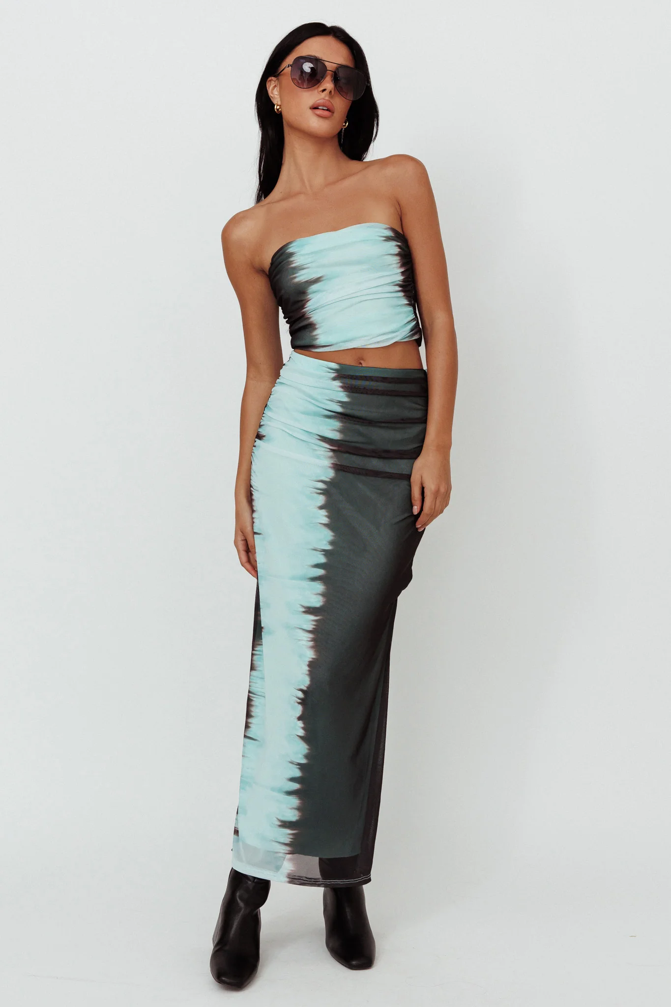 Jolyn Strapless Mesh Top Charcoal