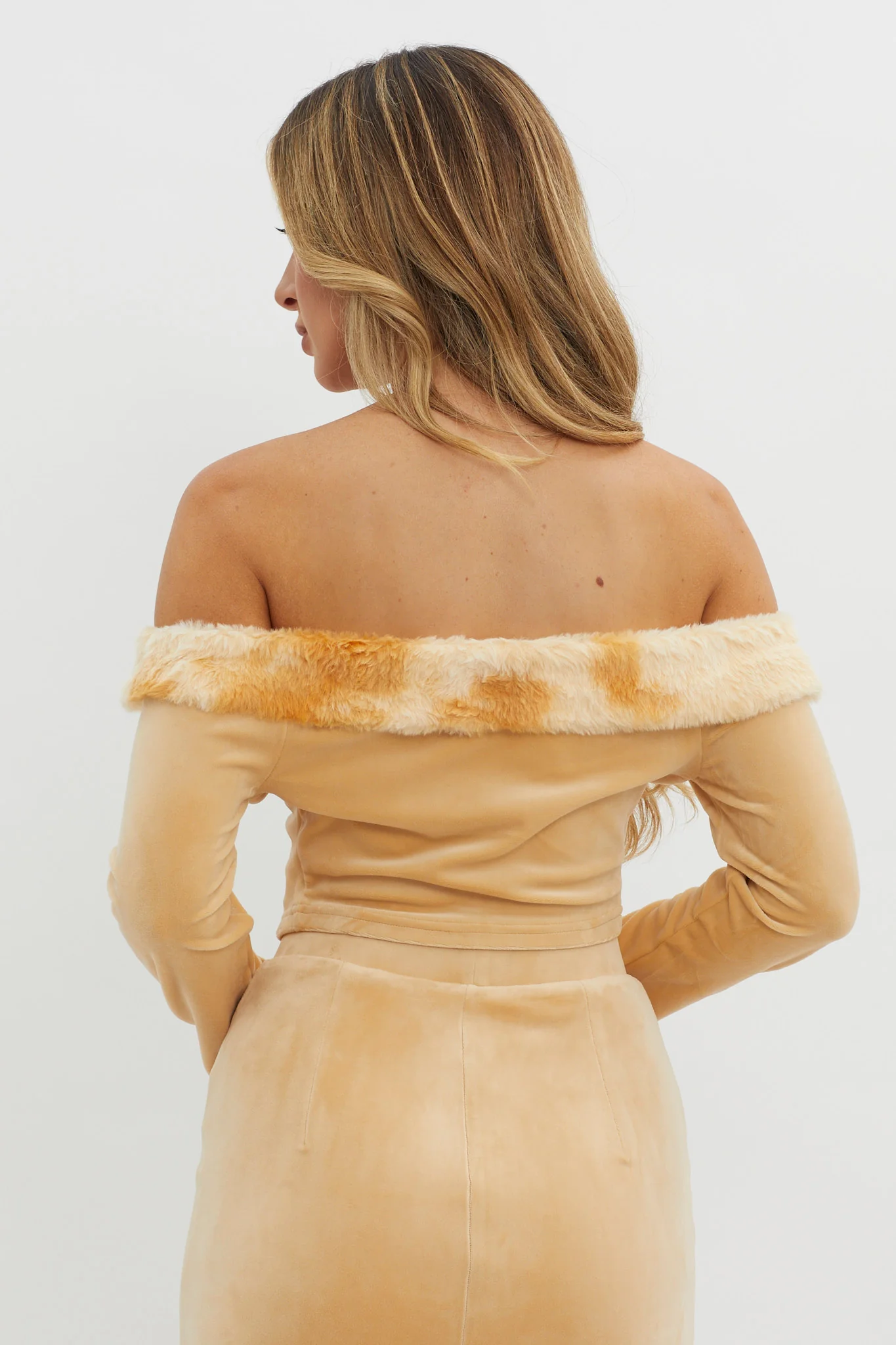 Nordic Lights Fur Trim Top Beige