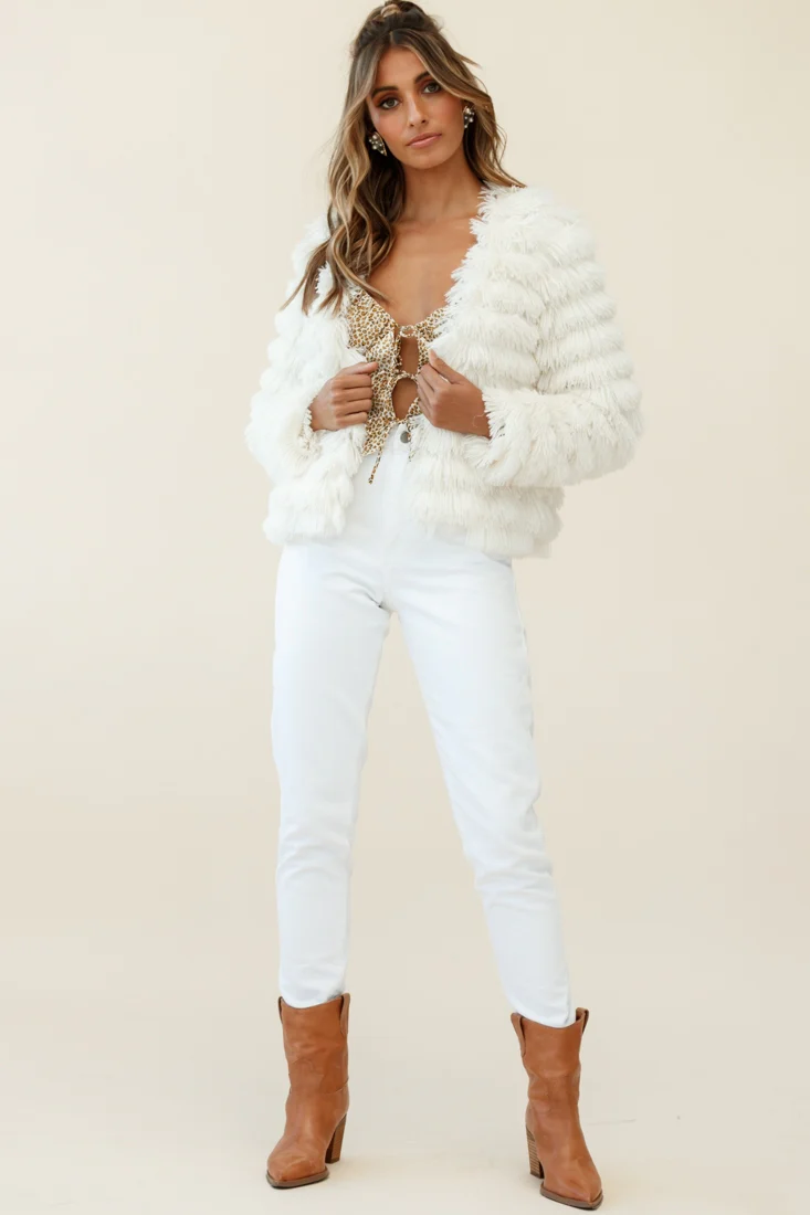 Montana Shaggy Faux Fur Jacket White
