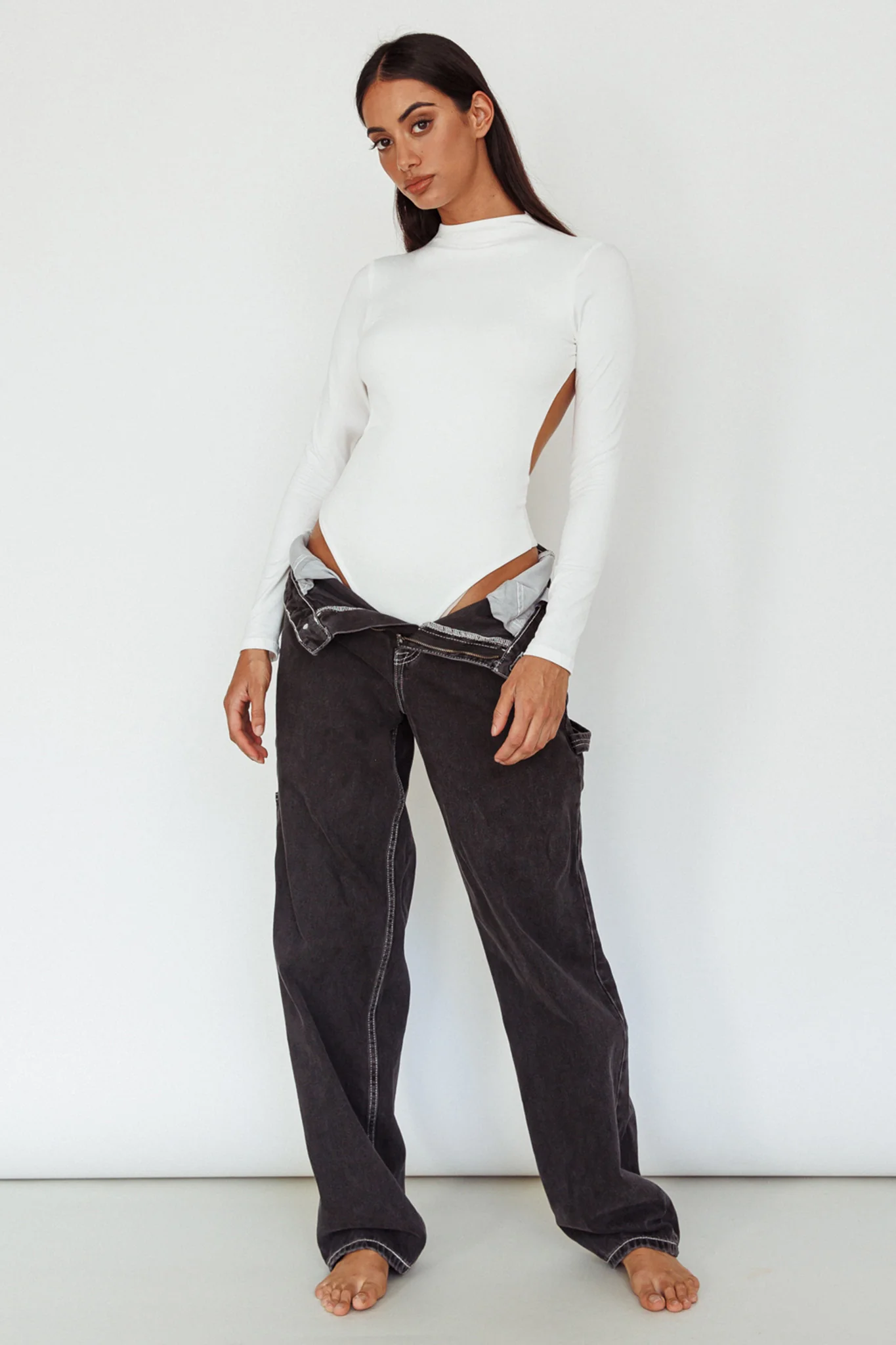 Remy Open Back Bodysuit Off White