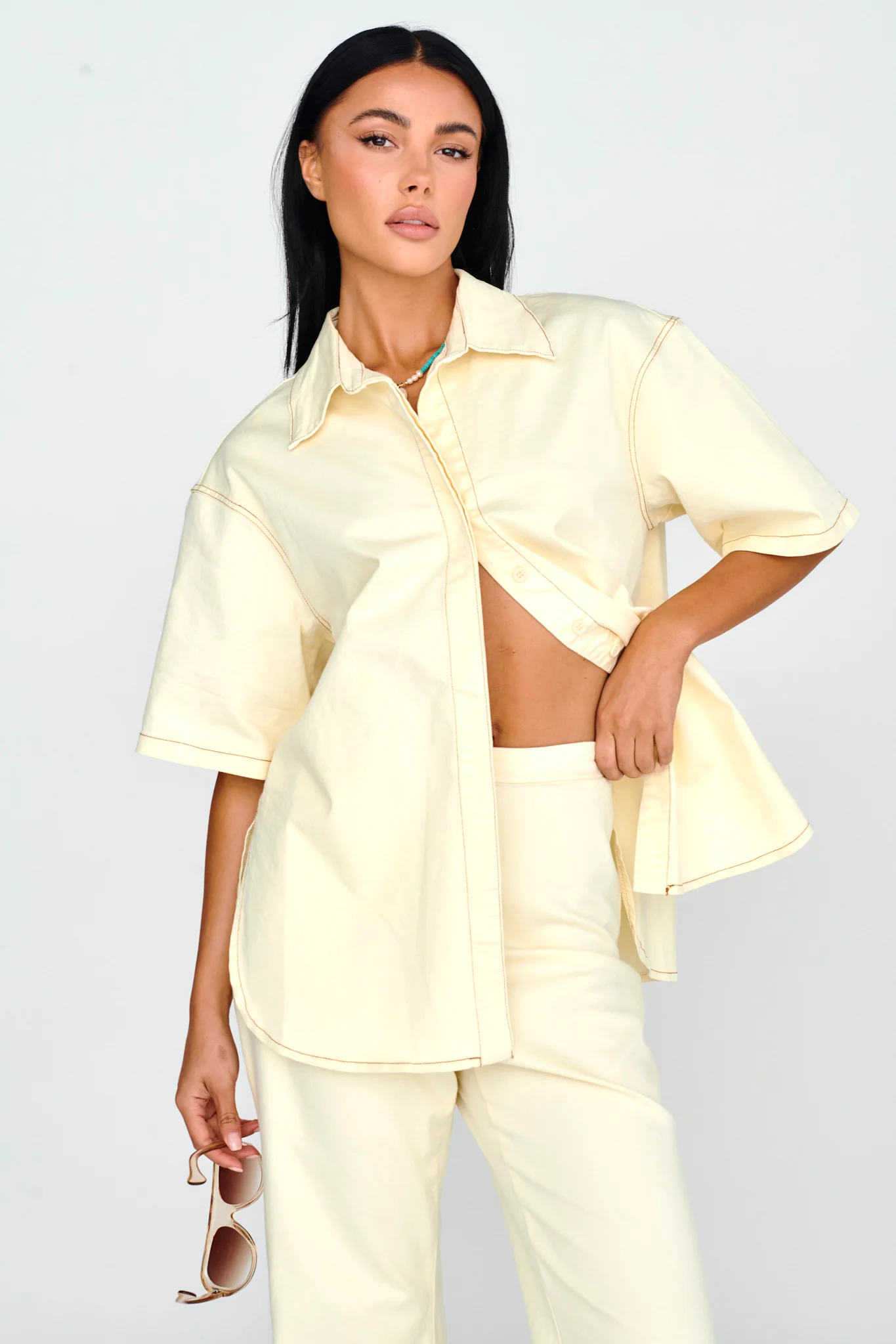 Light Aura Button Up Shirt Buttermilk