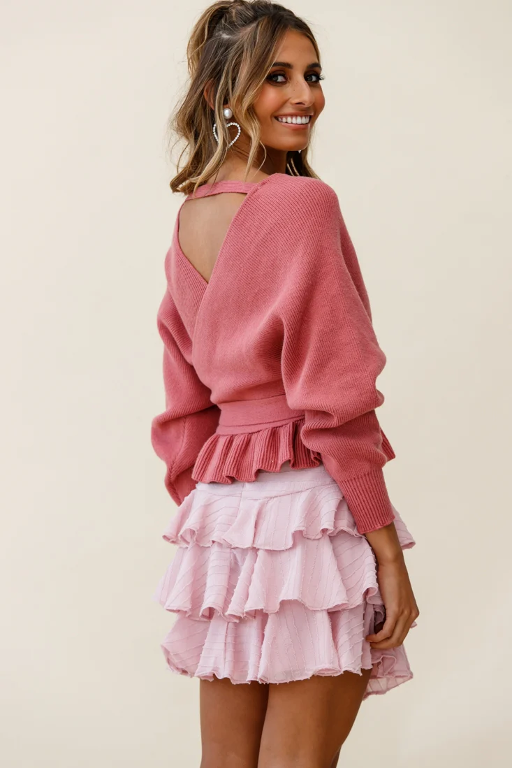 Amara Long Sleeve Knit Top Rose