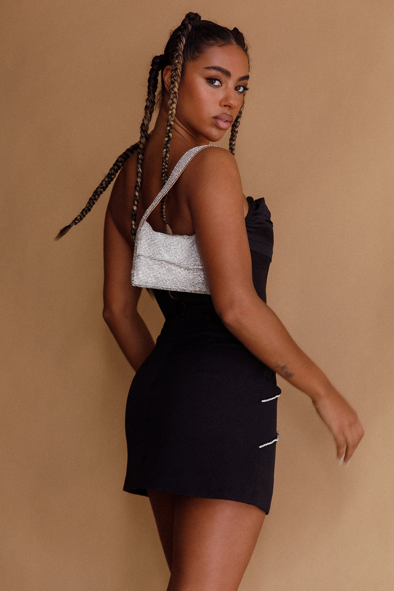 Firenze Cowl Mesh Top Black