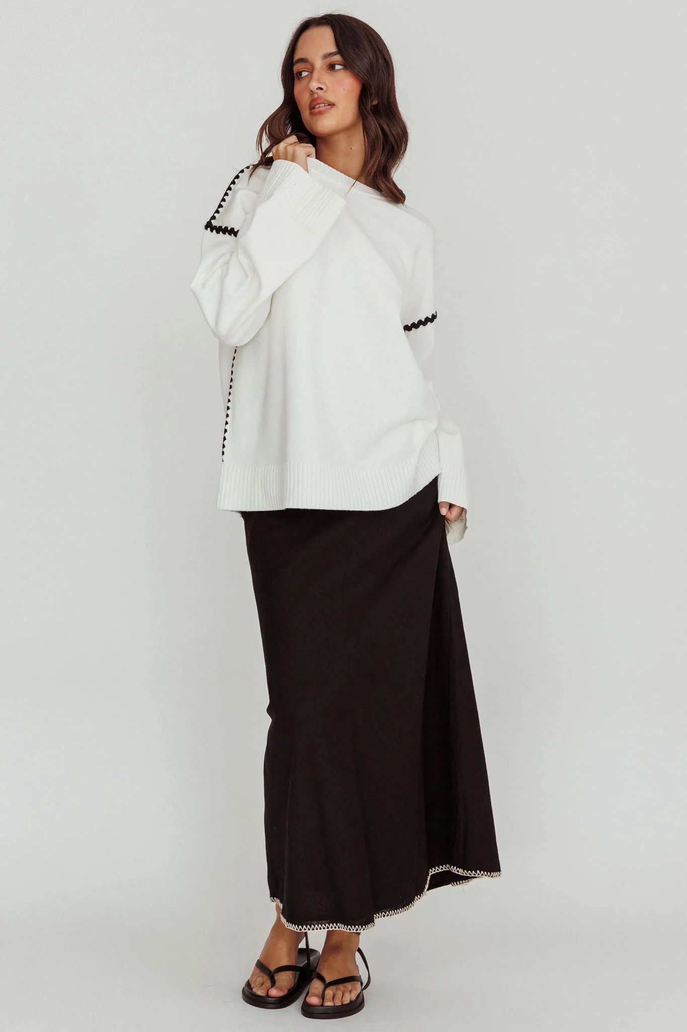 Guardian Contrast Knit Sweater Off White