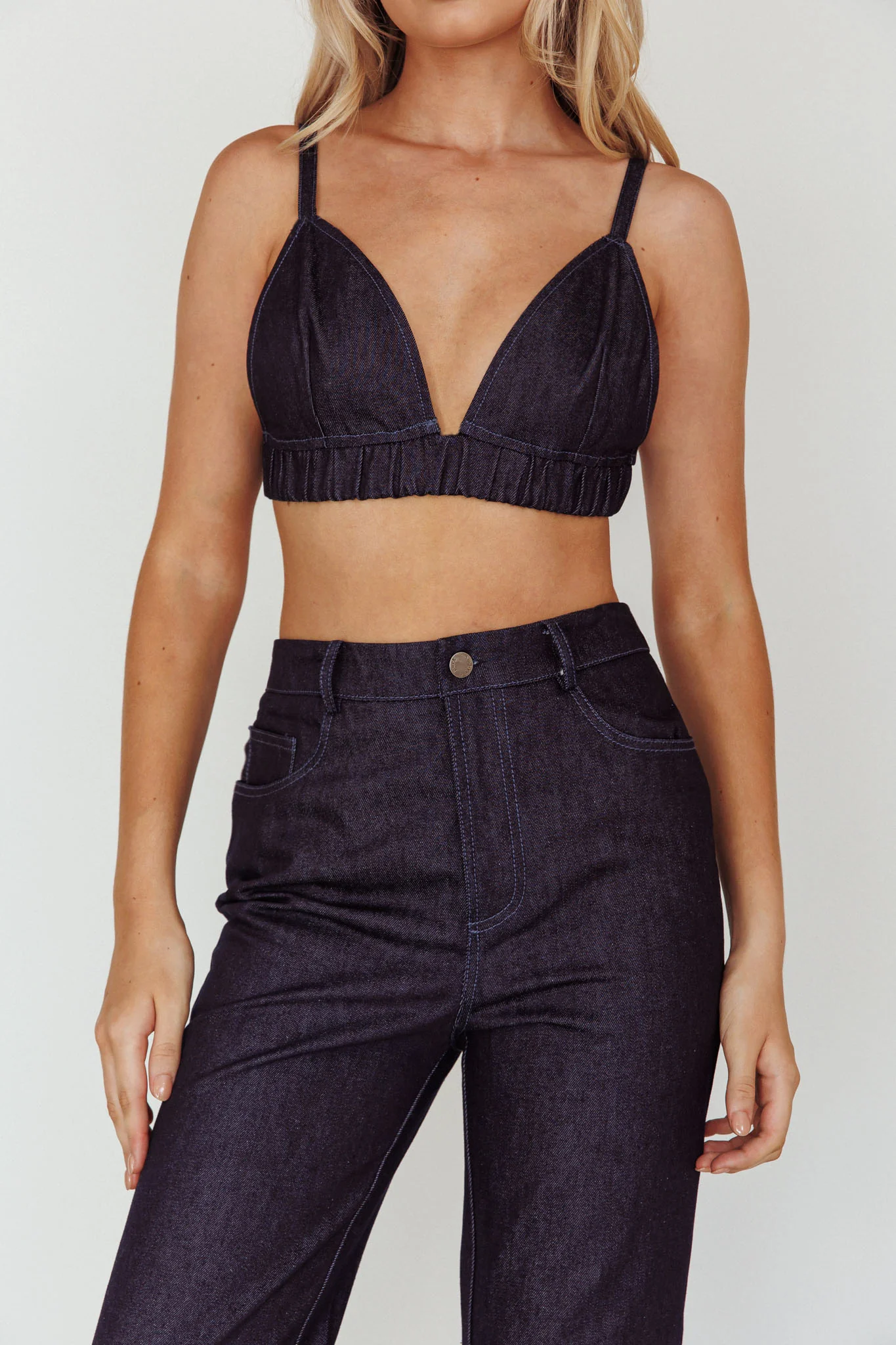 Isalei Bralette Crop Top Denim