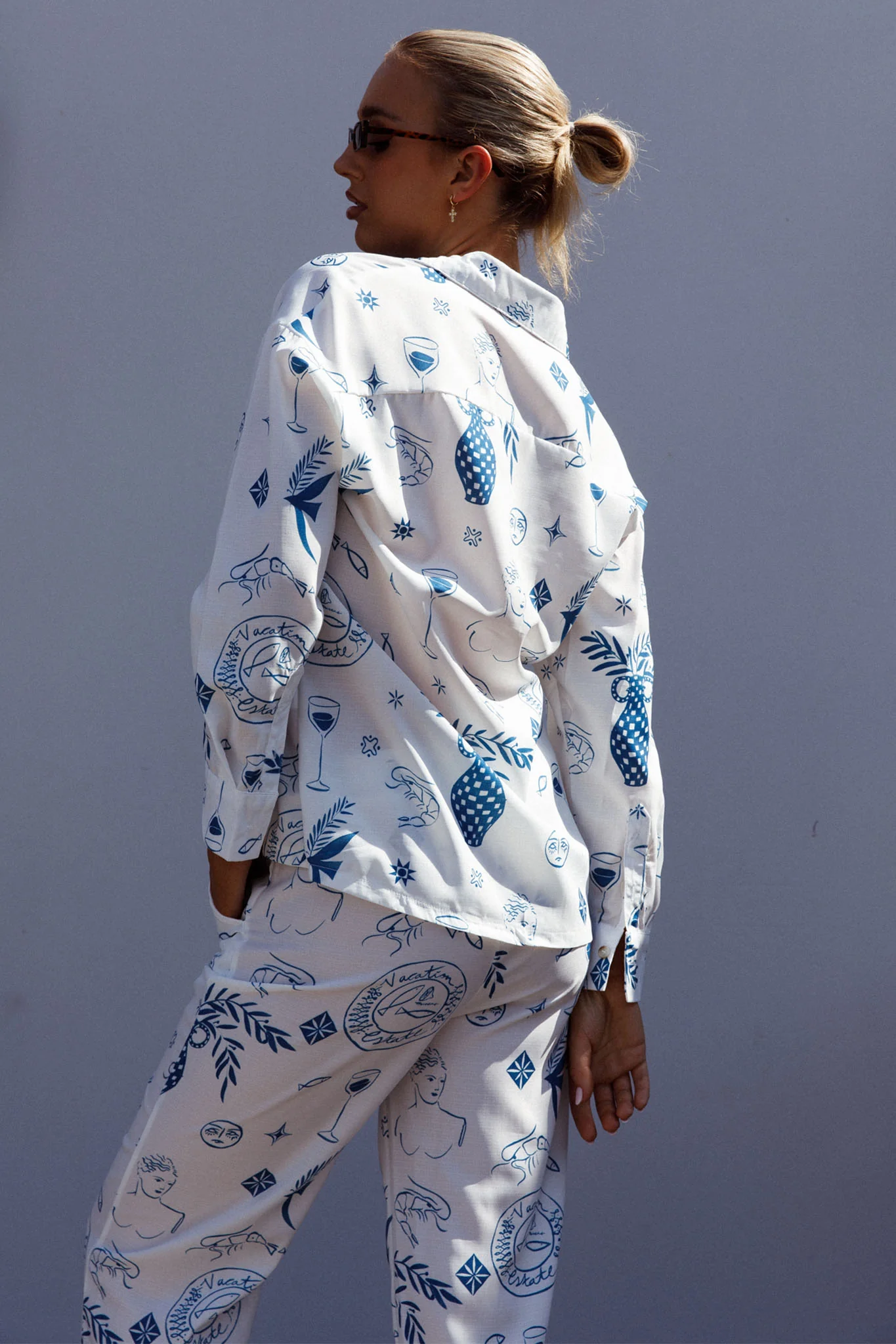 Weekend Bliss Long Sleeve Button Shirt White