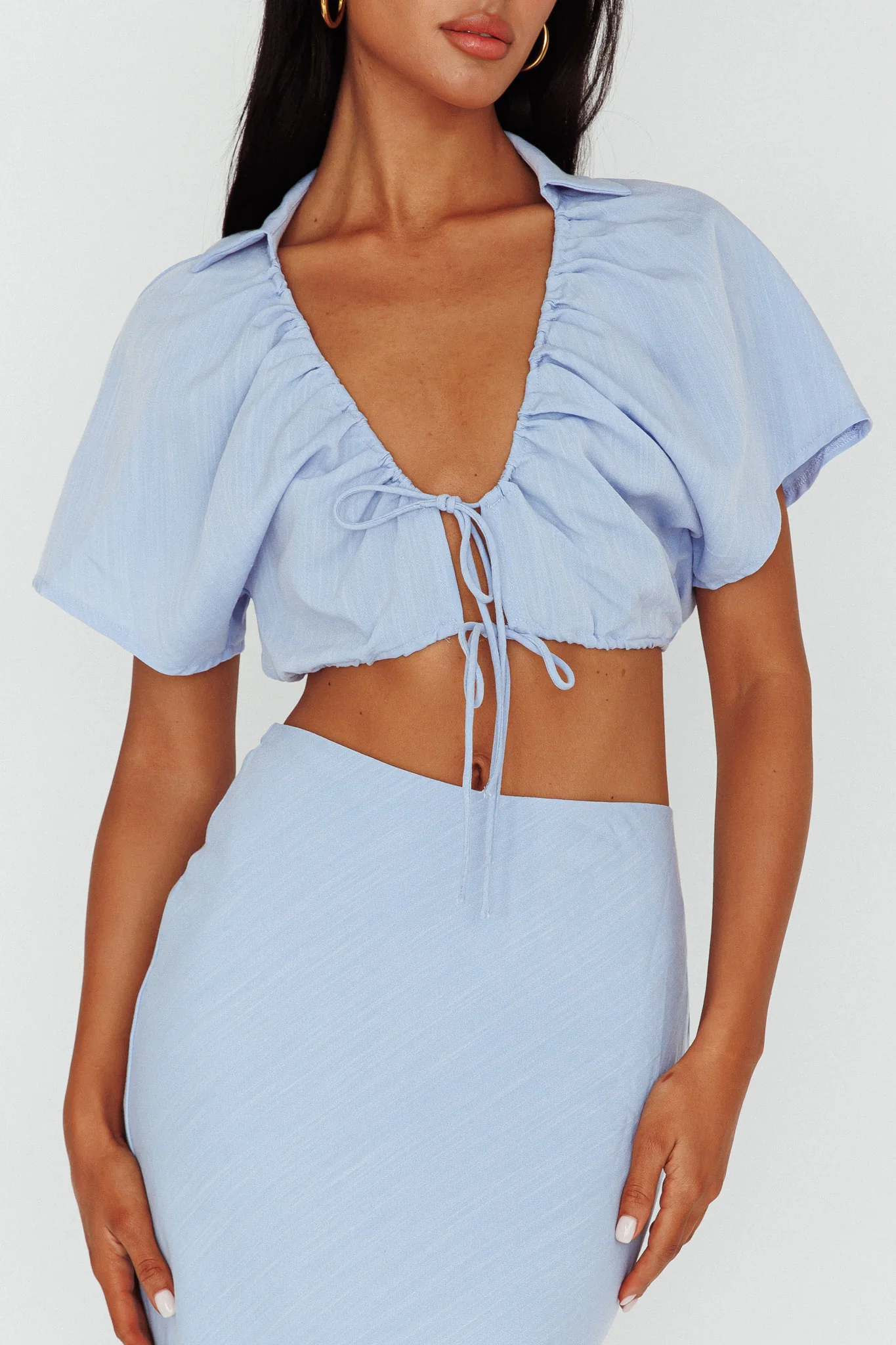 Coast To Coast Tied Crop Top Blue