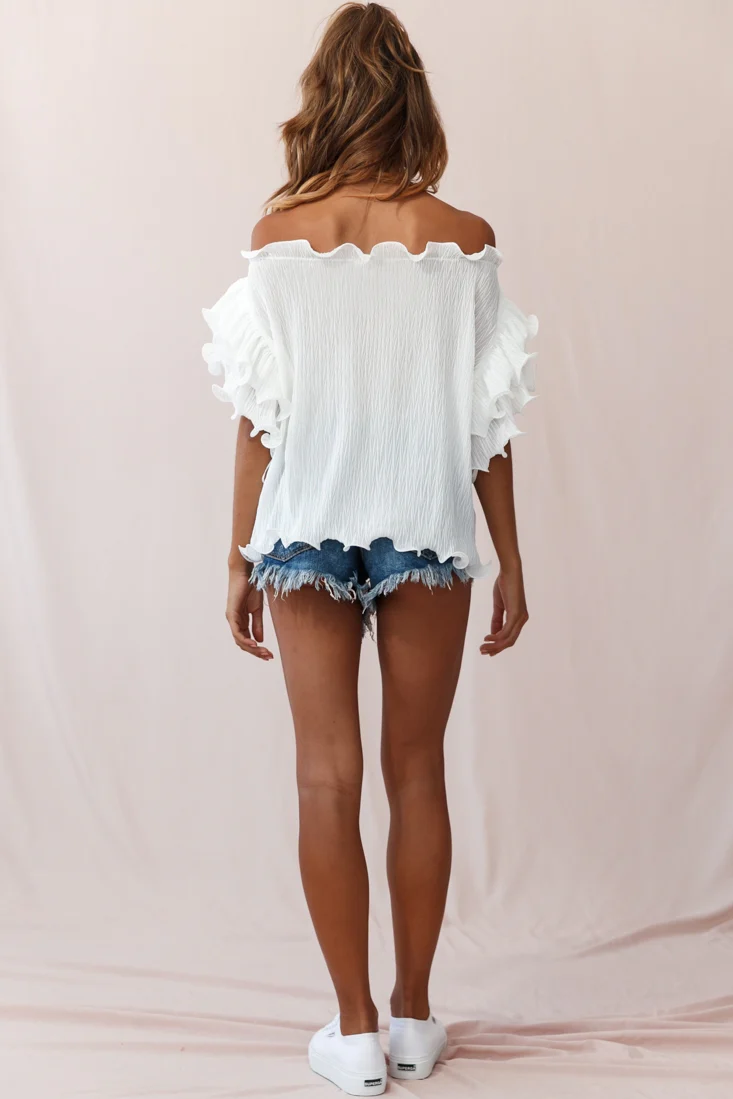 Miranda Ruffle Sleeve Top White