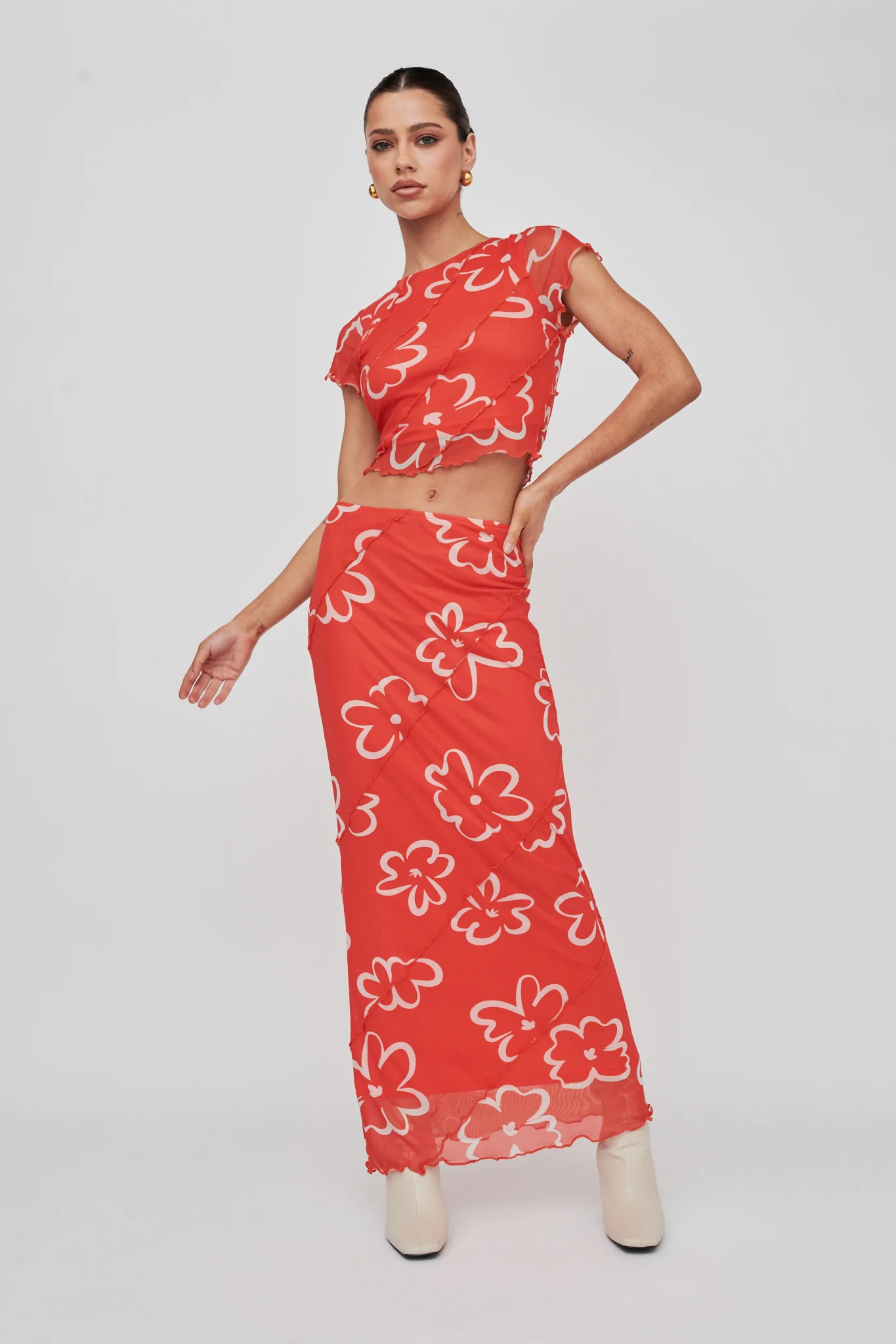 Gold Rush Crop Top Print Orange