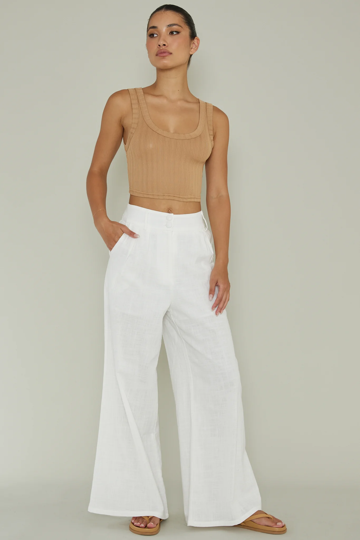 In Sync Scoop Neck Crop Top Mocha