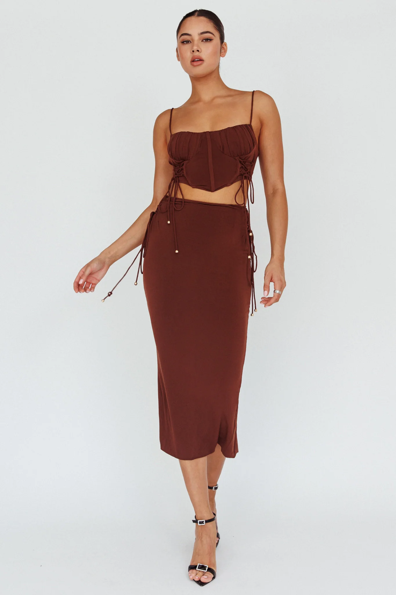 Graziella Corset Crop Top Chocolate