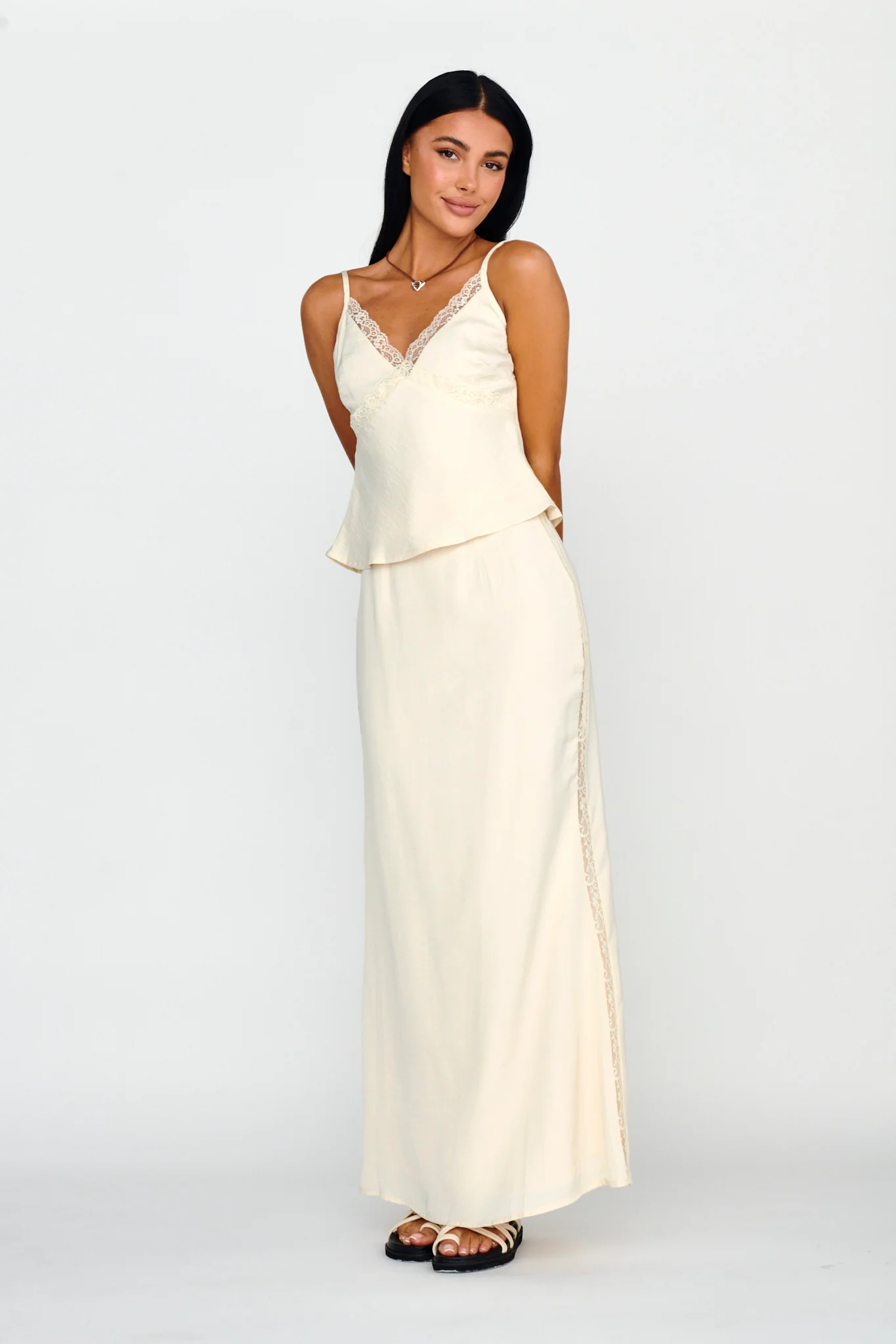 Pammy Lace Trim Top Oyster