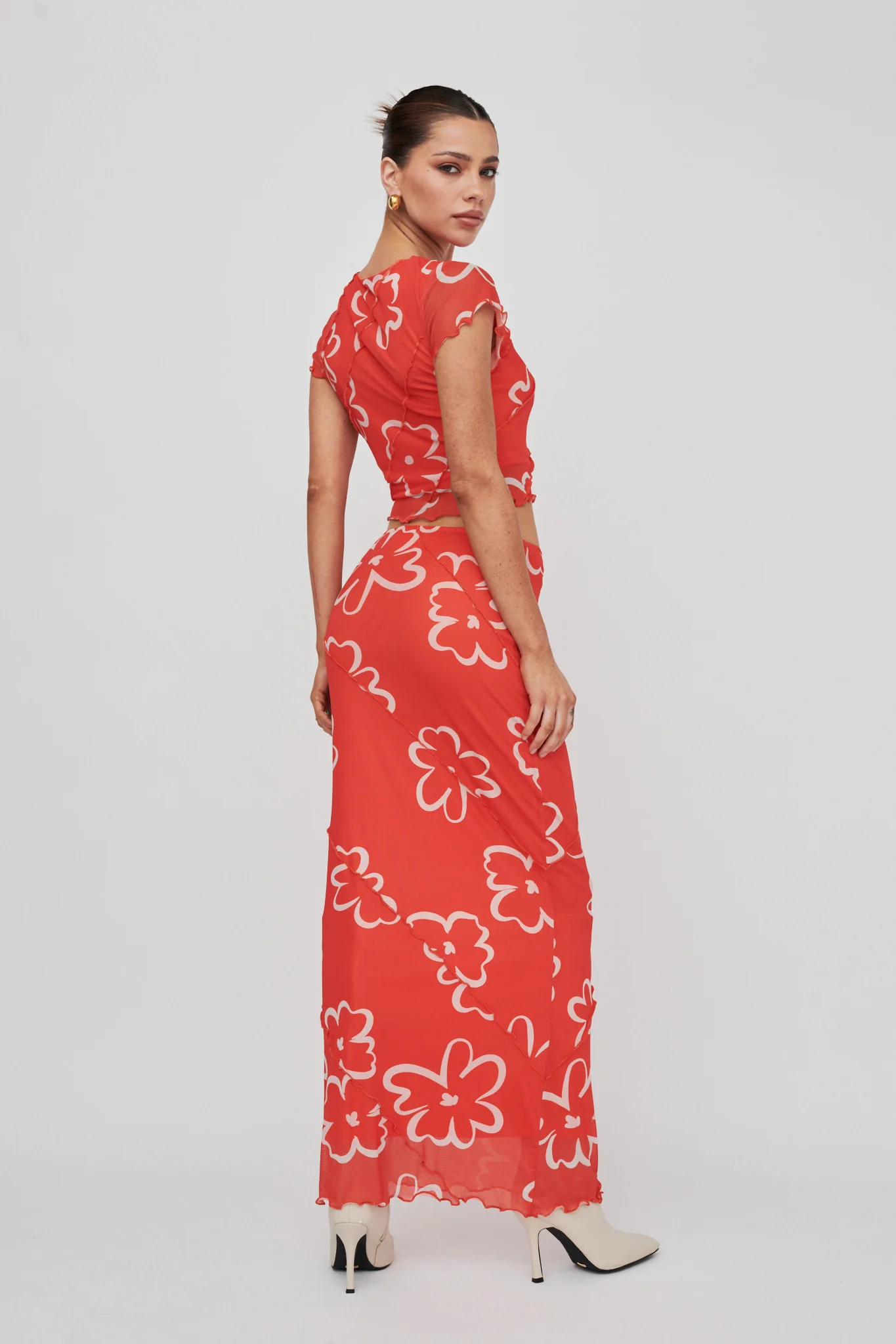 Gold Rush Crop Top Print Orange