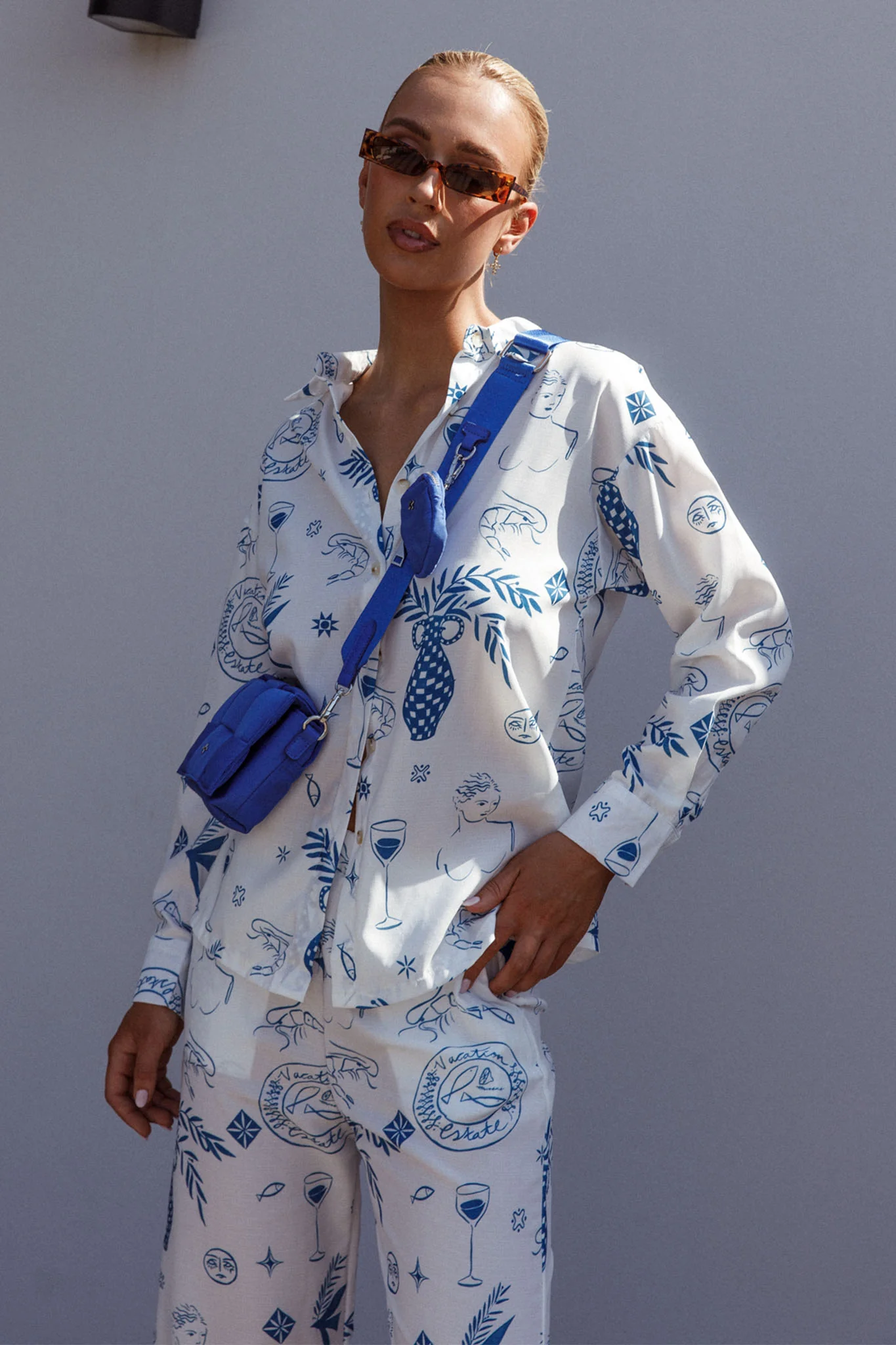 Weekend Bliss Long Sleeve Button Shirt White