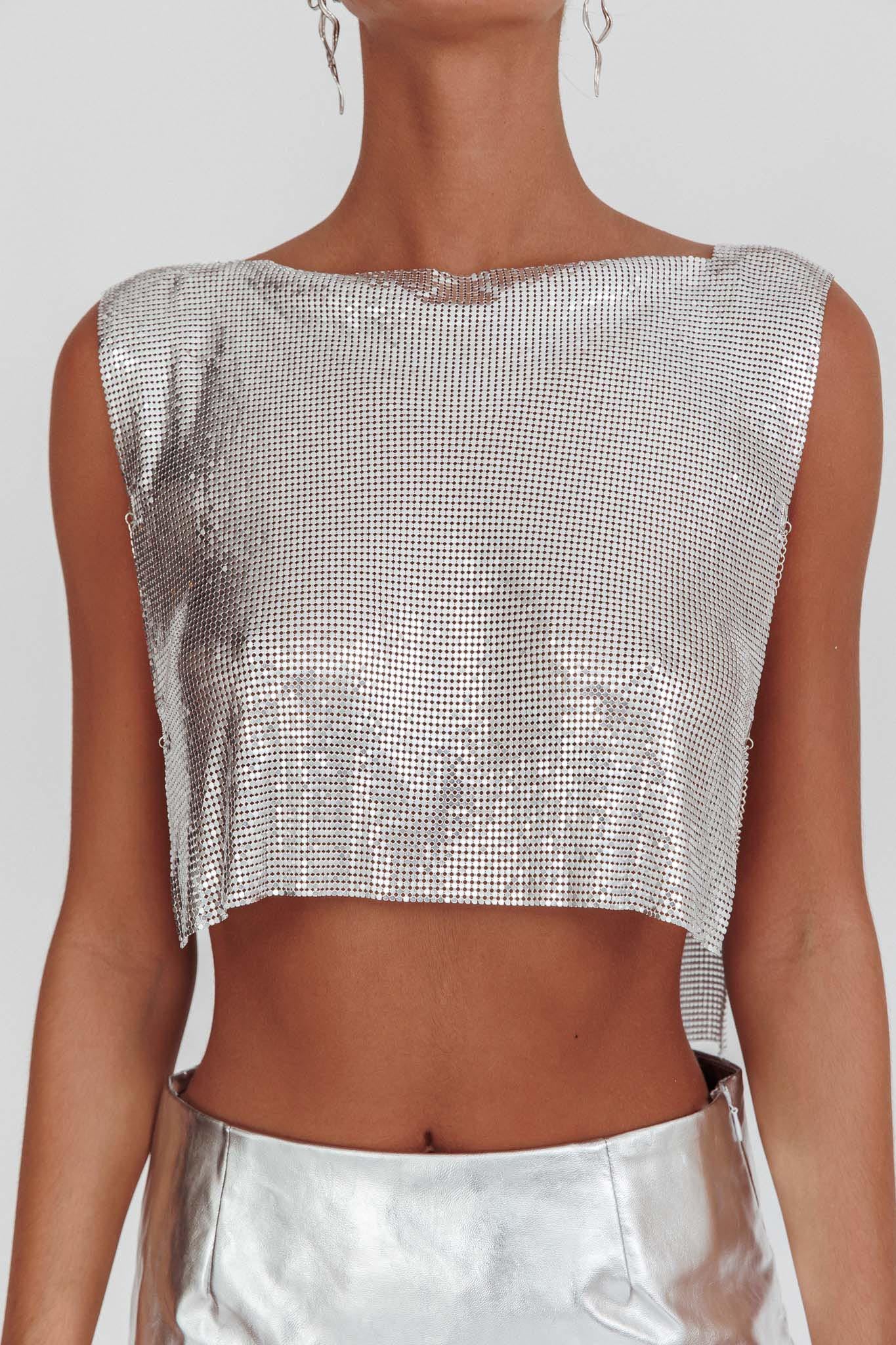 Breakdance Metal Mesh Top Silver