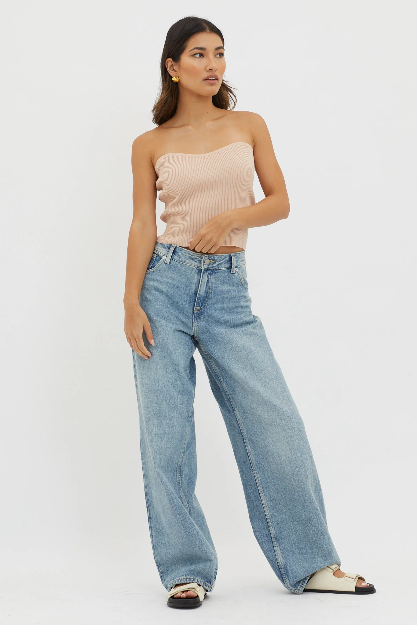 Flora Strapless Knit Top Mocha