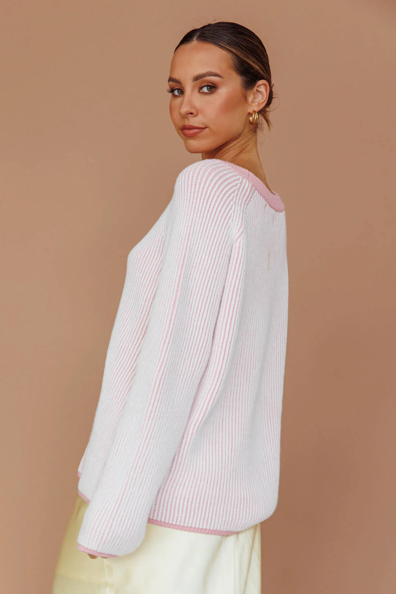 Trafalgur Ribbed Knit Sweater Pink