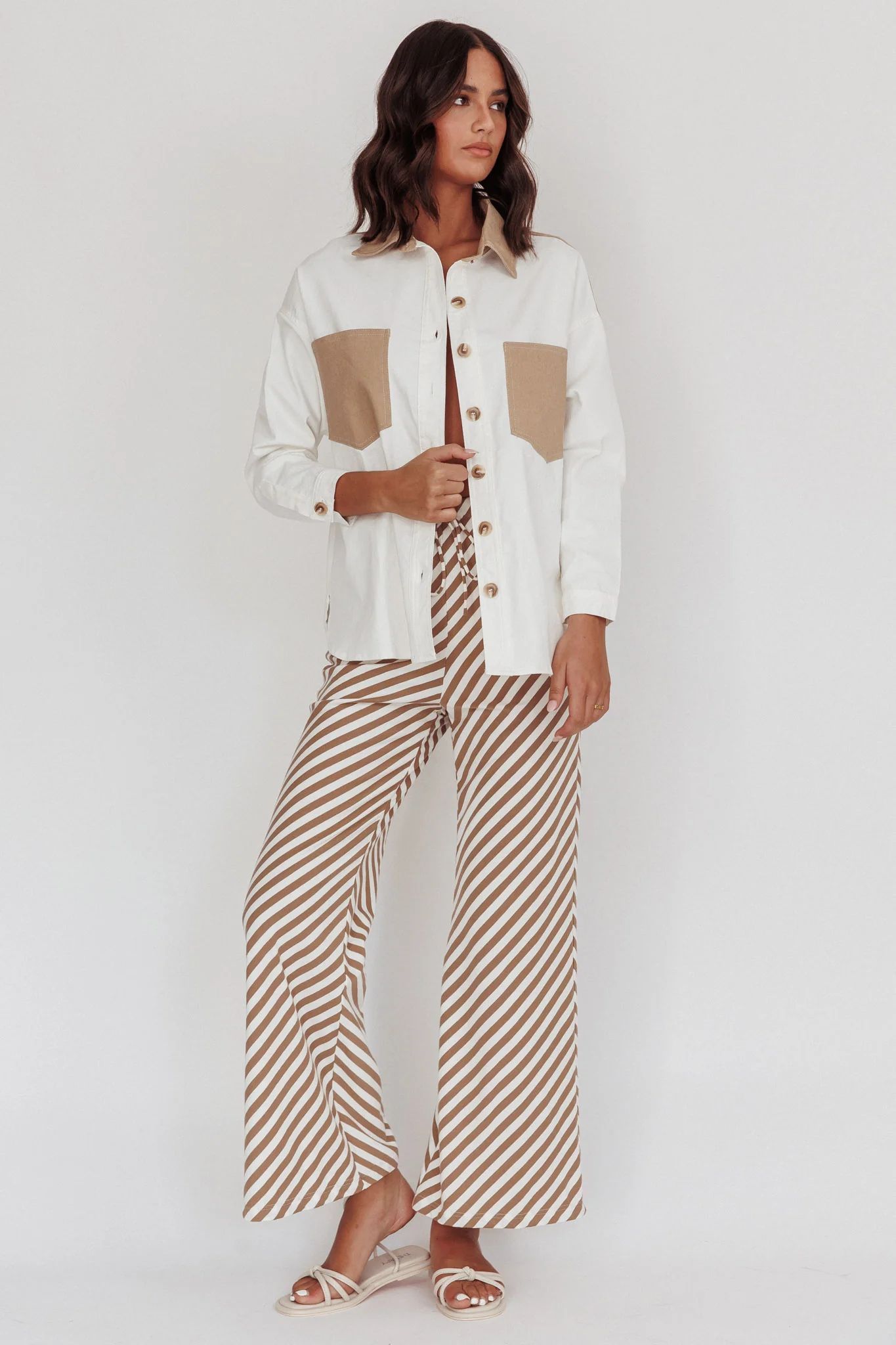 Lake Days Chest Pocket Shirt White Beige