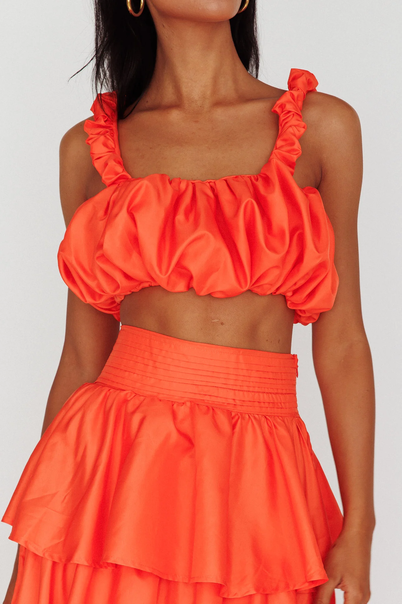 Sozo Bubble Crop Top Orange