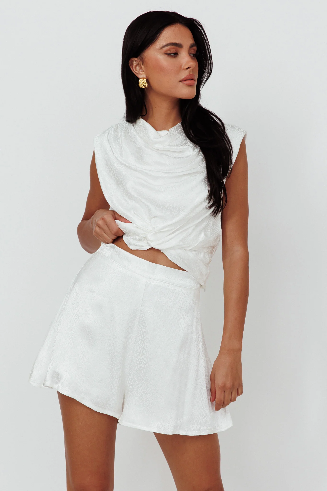 Cruising Twist Waist Top White