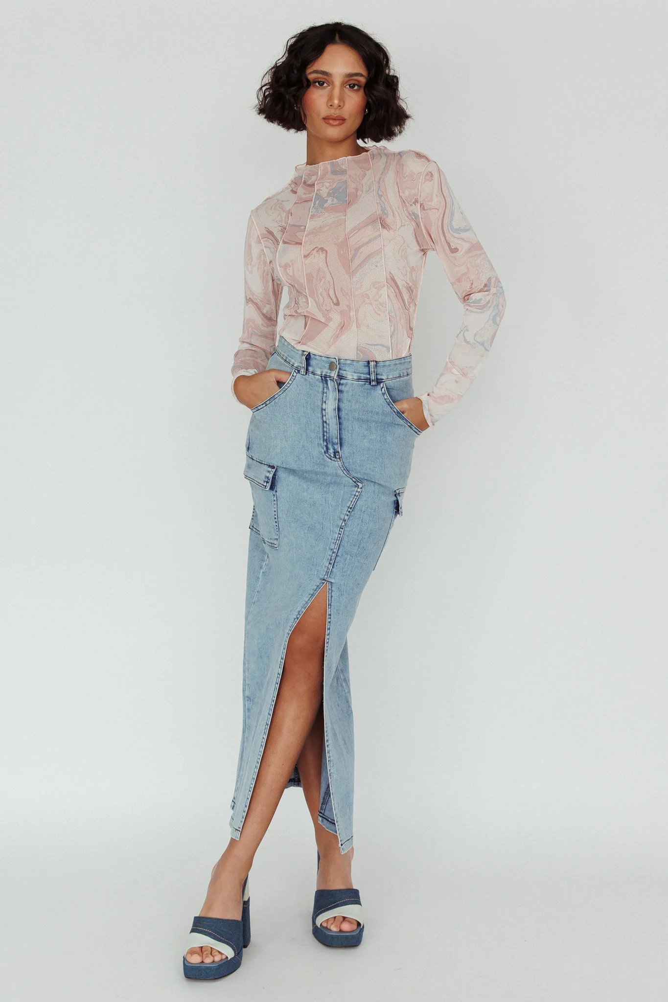 Madrid Long Sleeve Mesh Top Pink Multi