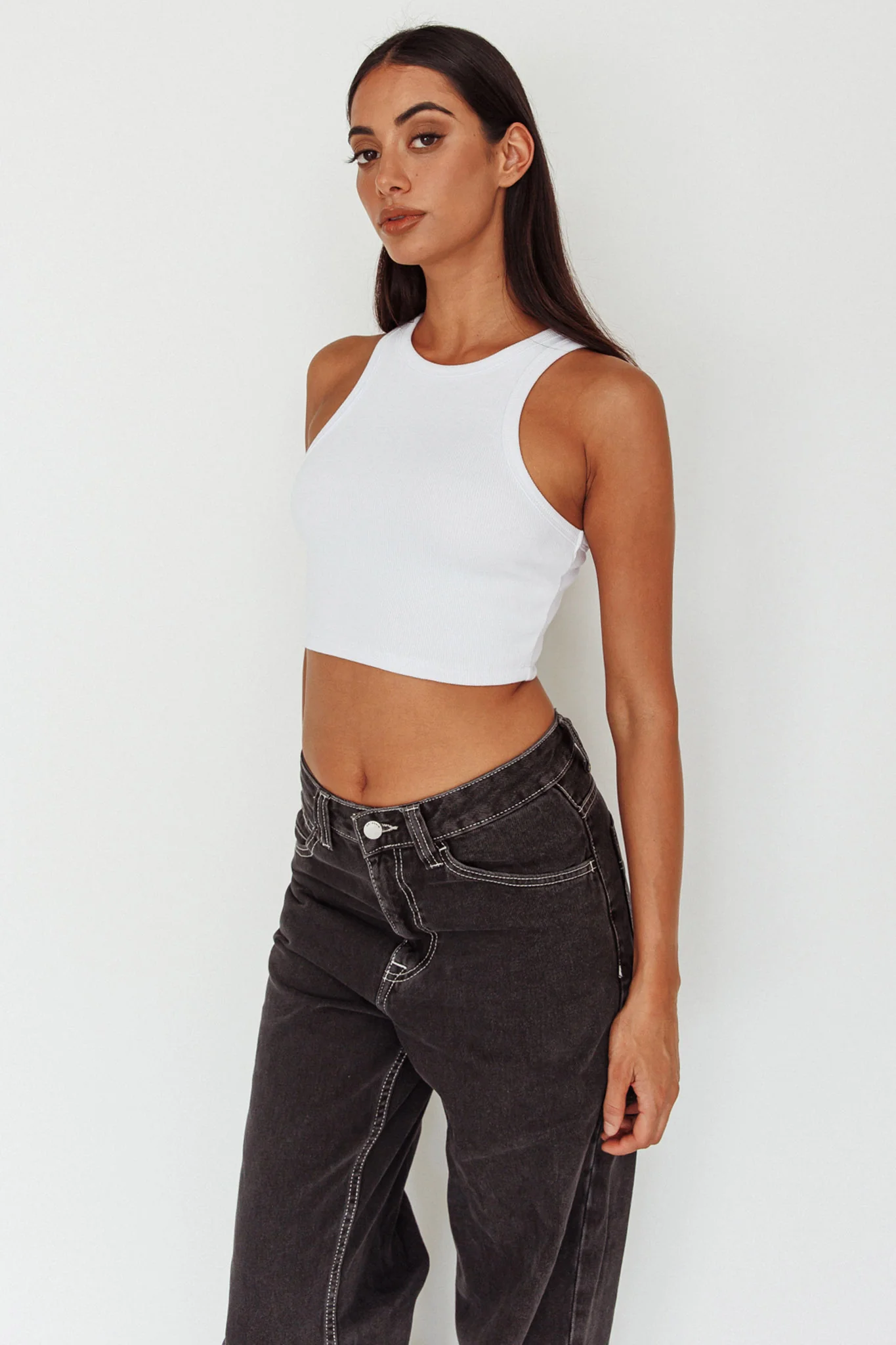 Bryn Racerback Crop Top White