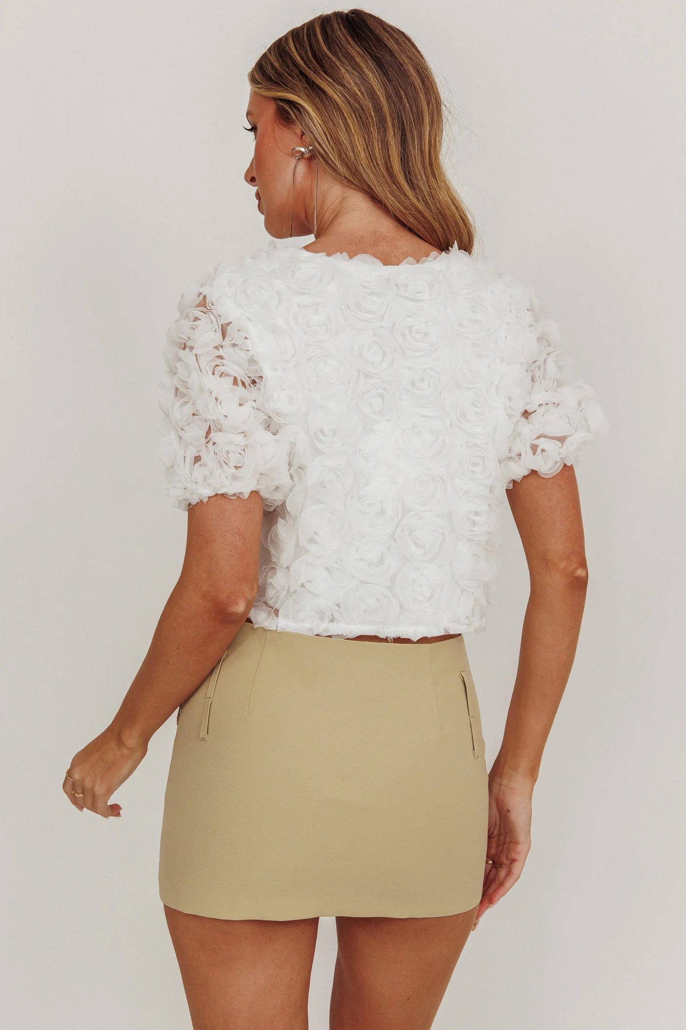 Chiron Front Tie Rosette Top Off White