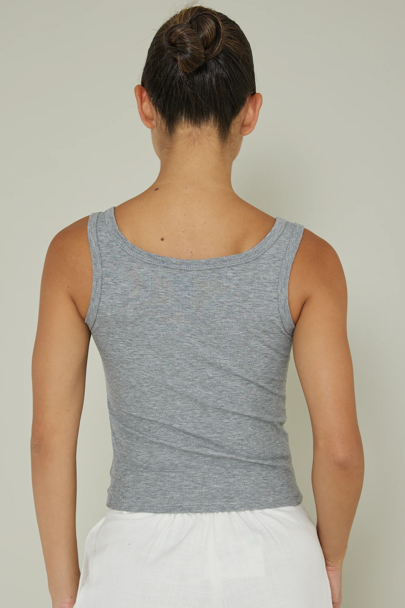 Recess Thick Strap Ribbed Top Grey