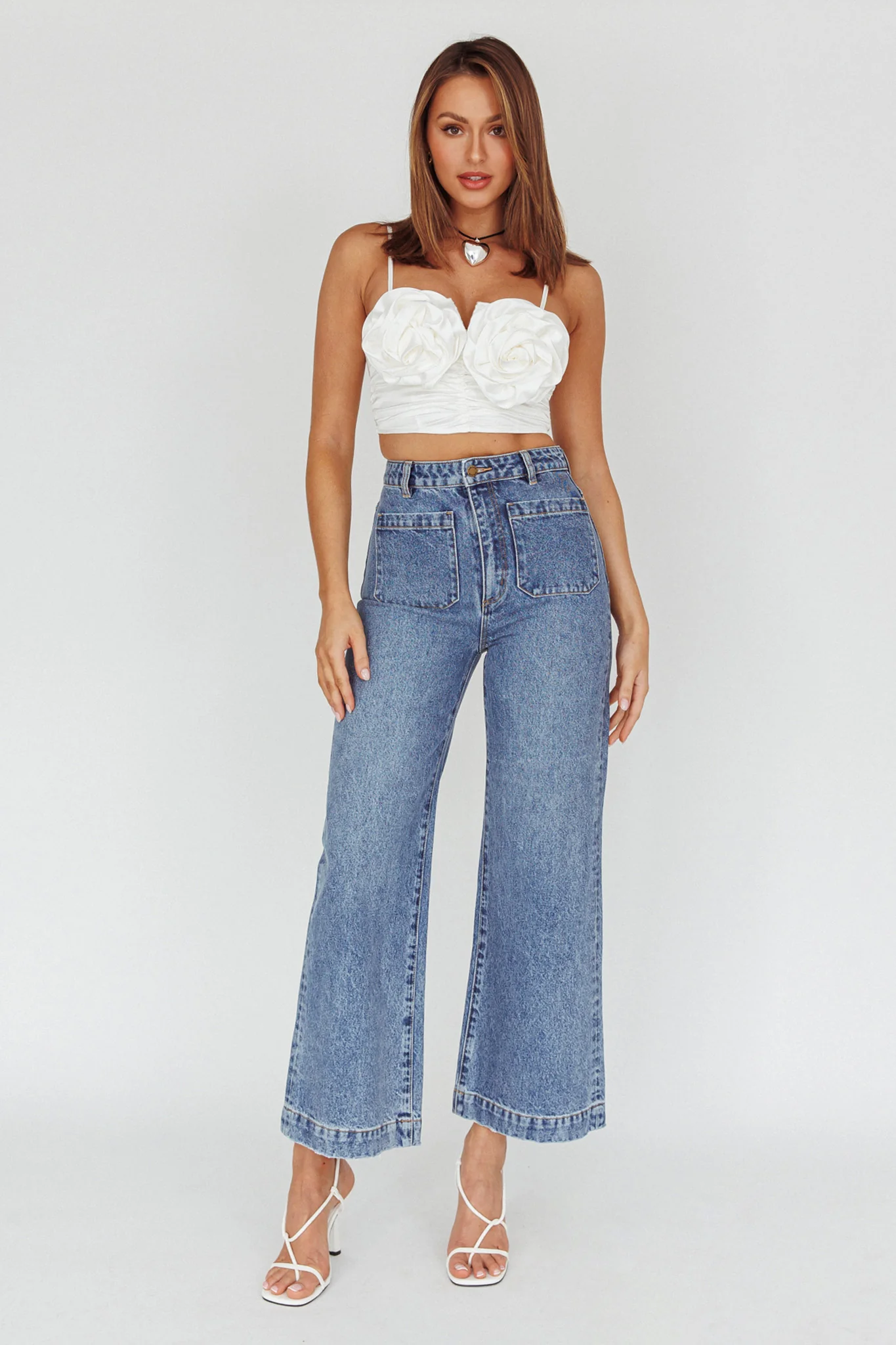 Romina Rose Bust Crop Top Ivory