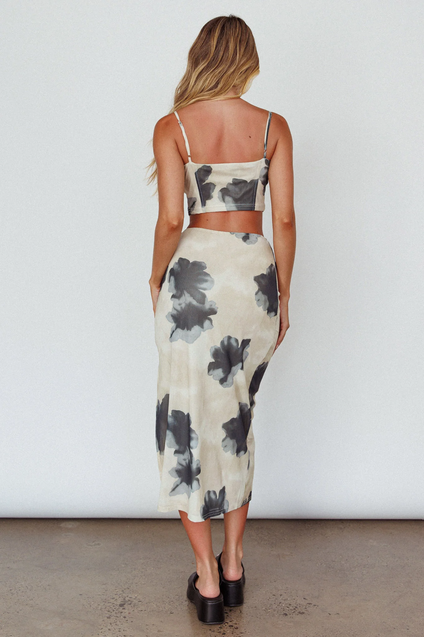 Miss Me Tied Bust Crop Top Floral Cream